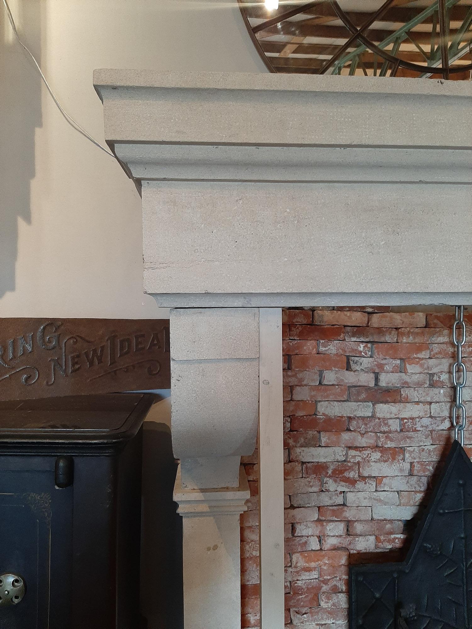 Large and Sleek 19th Century Limestone Castle Fireplace For Sale 1