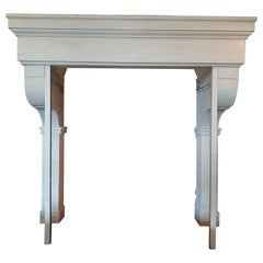 Large and Sleek 19th Century Limestone Castle Fireplace