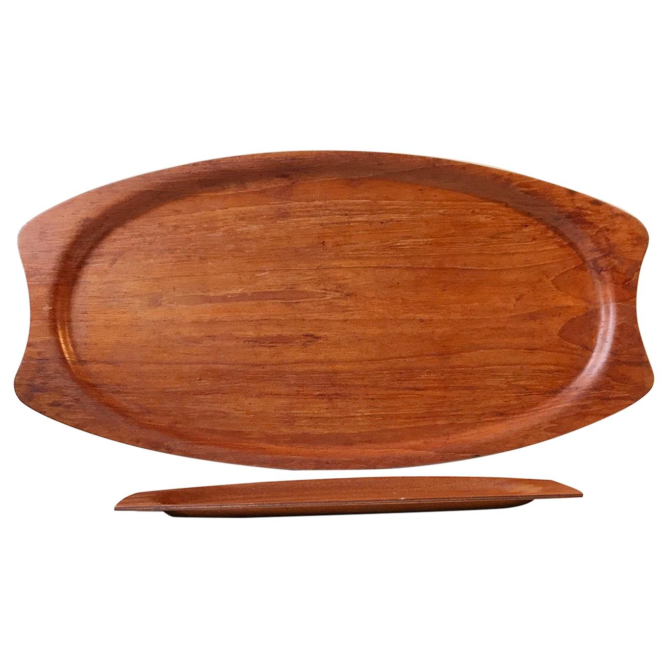 Large and Small Midcentury Scandinavian Teak Serving Tray Set, 1960s For Sale
