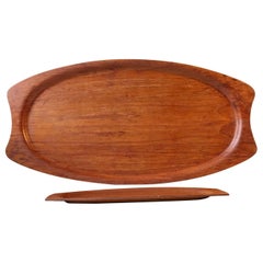 Large and Small Midcentury Scandinavian Teak Serving Tray Set, 1960s