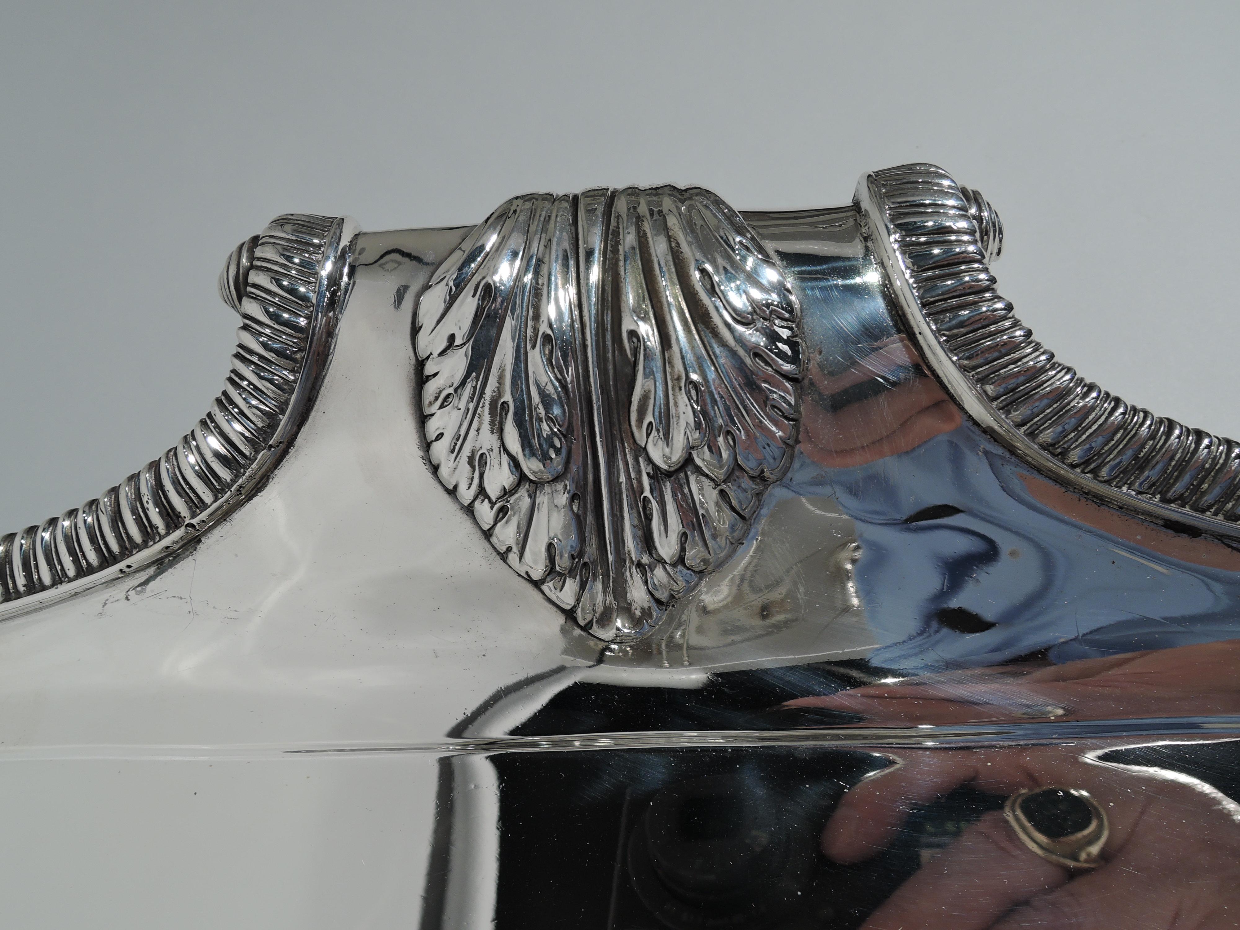 Neoclassical Revival Large and Smart English Classical Sterling Silver Footed Tray