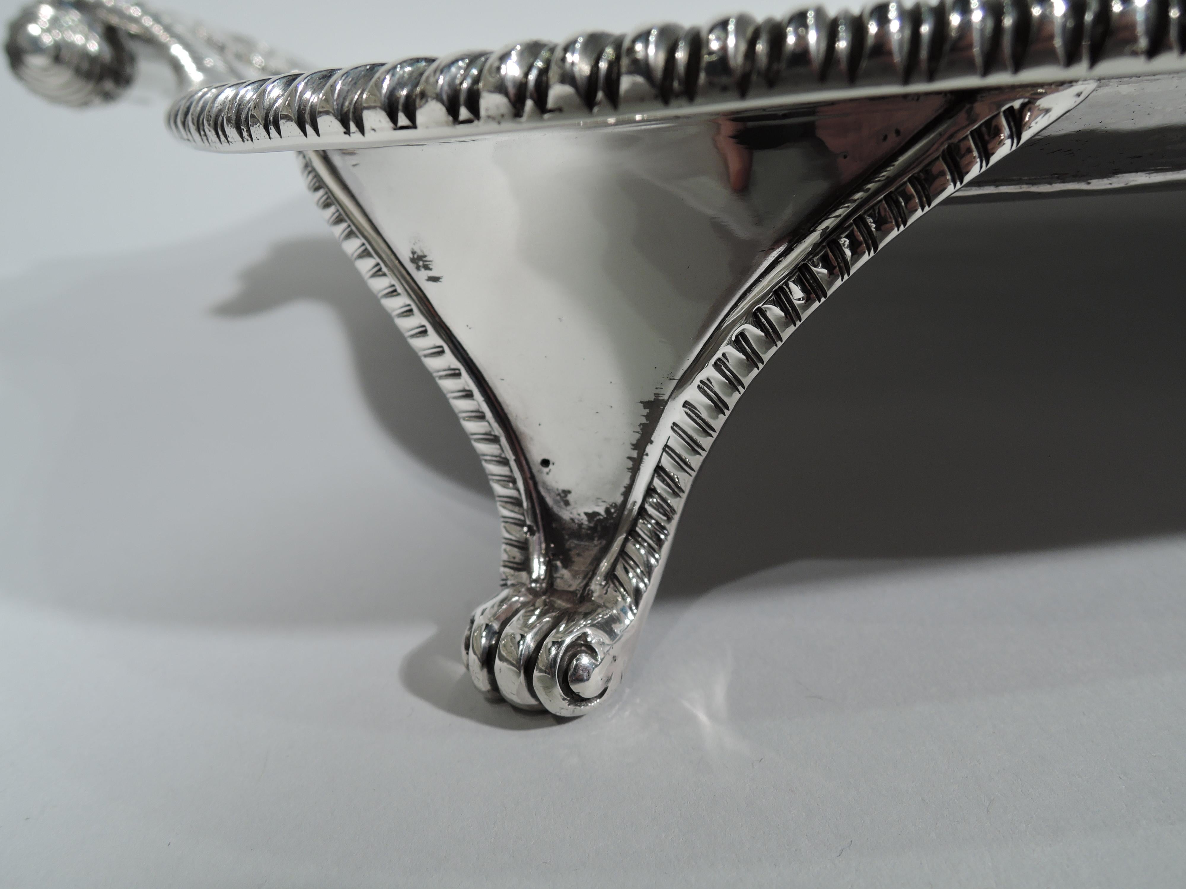 Large and Smart English Classical Sterling Silver Footed Tray 4