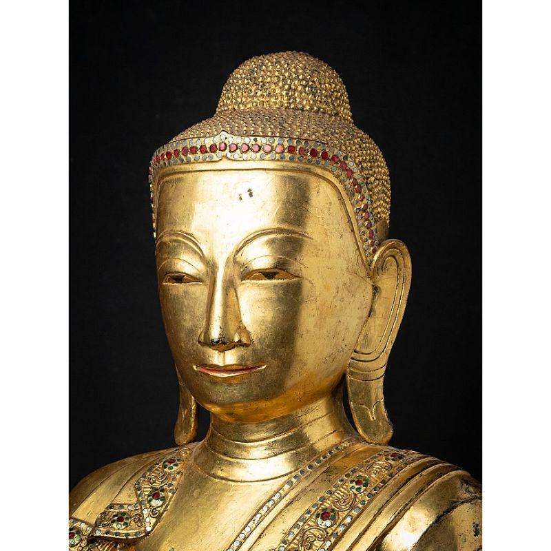 Große und besondere antike burmesische Buddha-Statue aus Burma (Lack) im Angebot