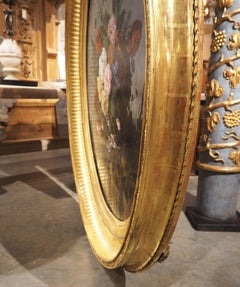 Grande et étonnante peinture à l'huile française ovale Nature Morte Floral, C.I.C. 1850