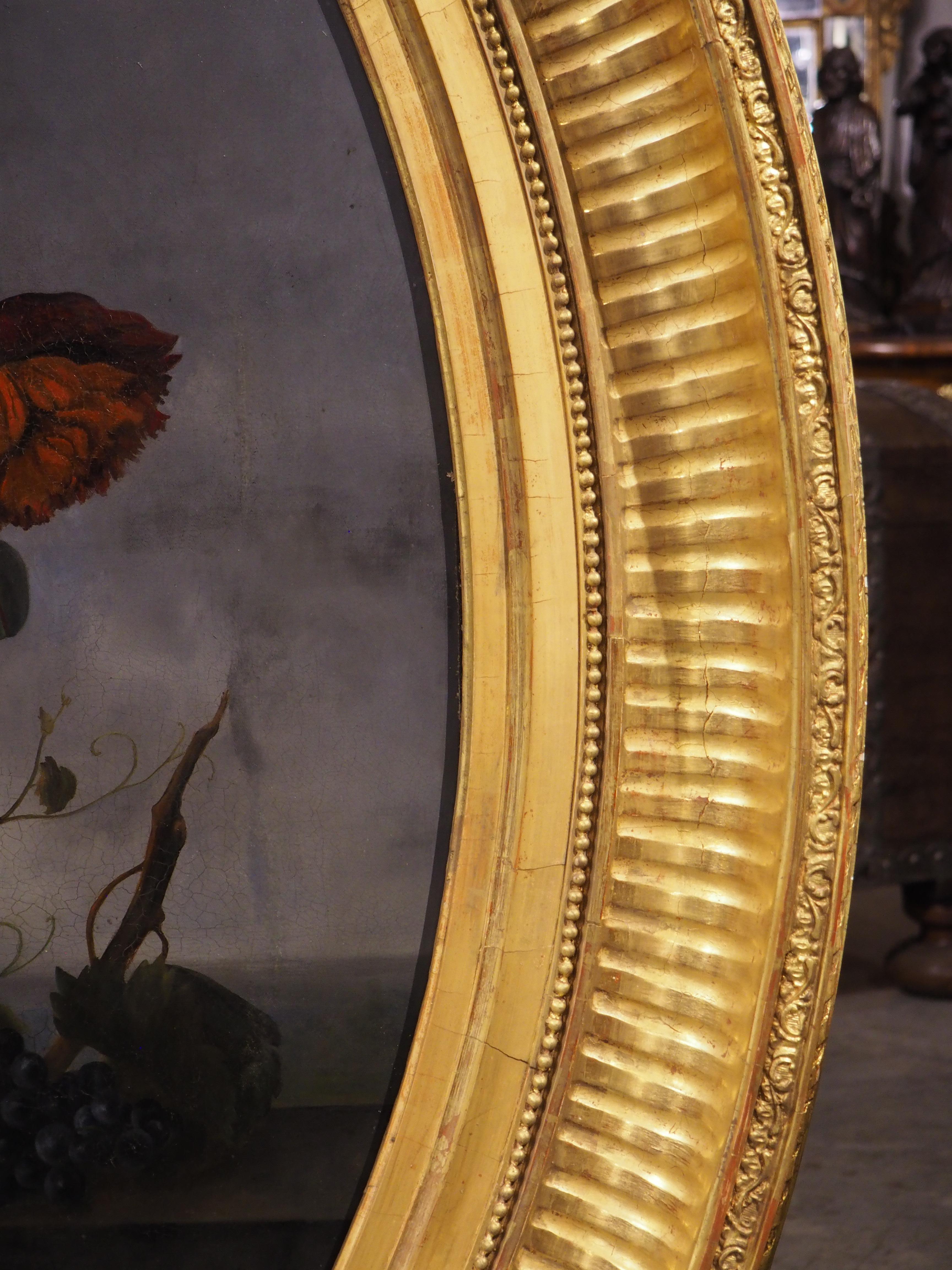 Grande y llamativo óleo ovalado francés antiguo Nature Morte Floral, c. 1850 en Bueno estado para la venta en Dallas, TX