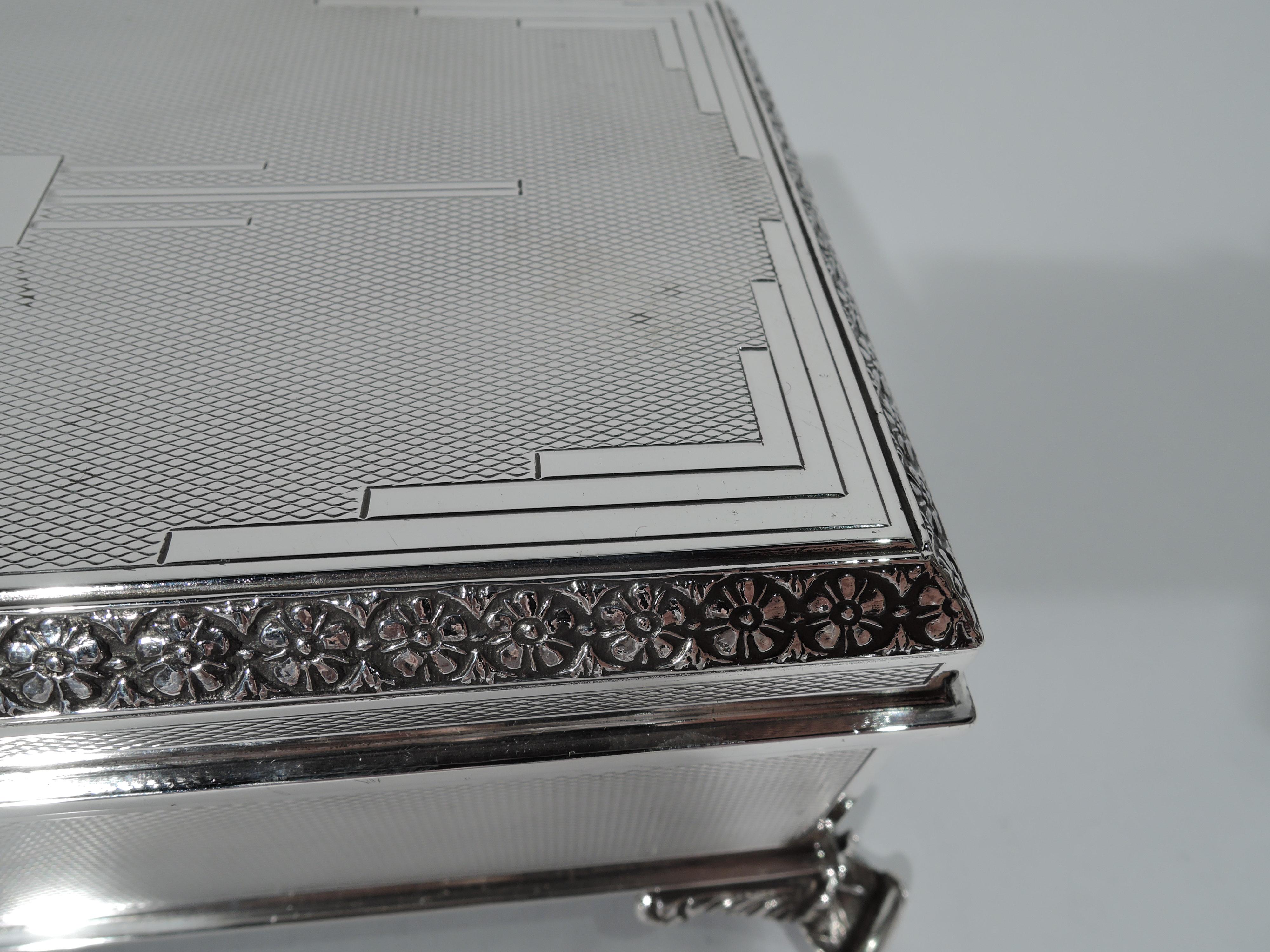 Large and Striking English Art Deco Modern Sterling Silver Casket Box 3