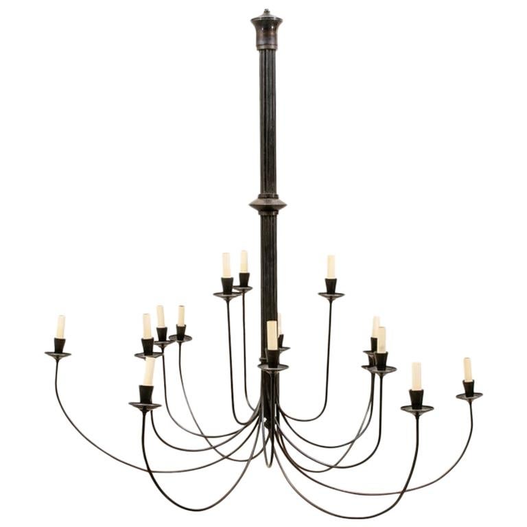 Large and Striking Midcentury Metal Strand Chandelier