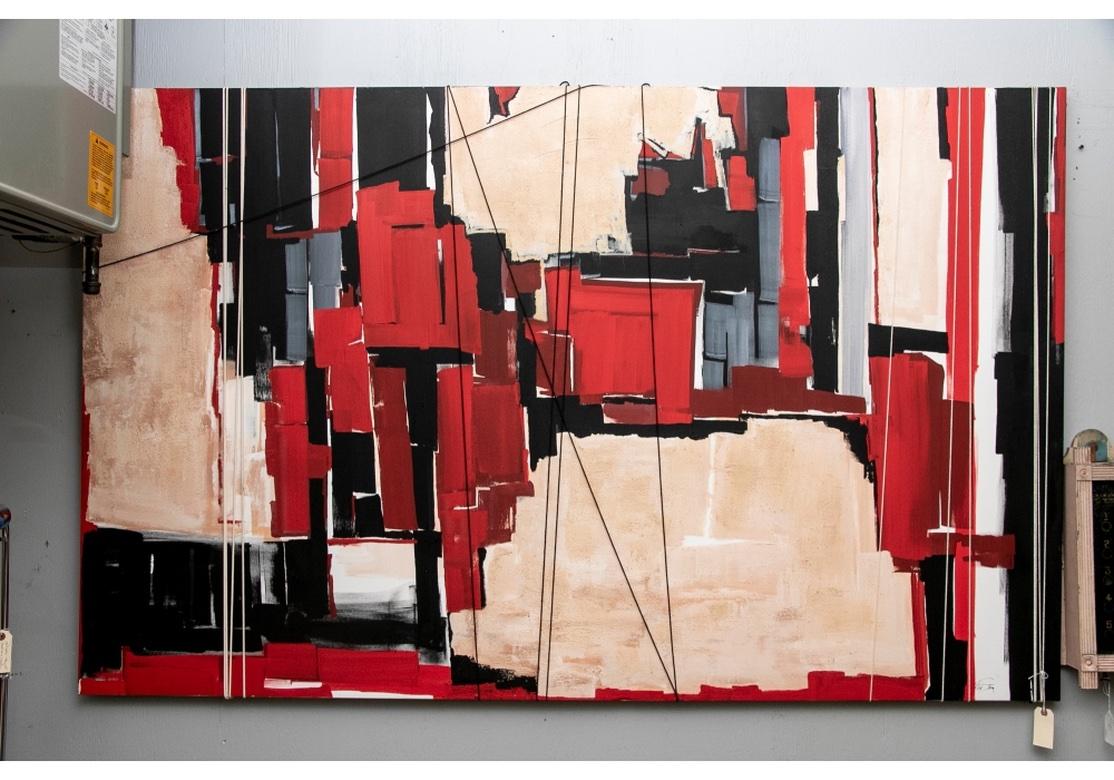 Hand-Painted Large and Striking Mixed Media Abstract Composition by Teri Stern For Sale