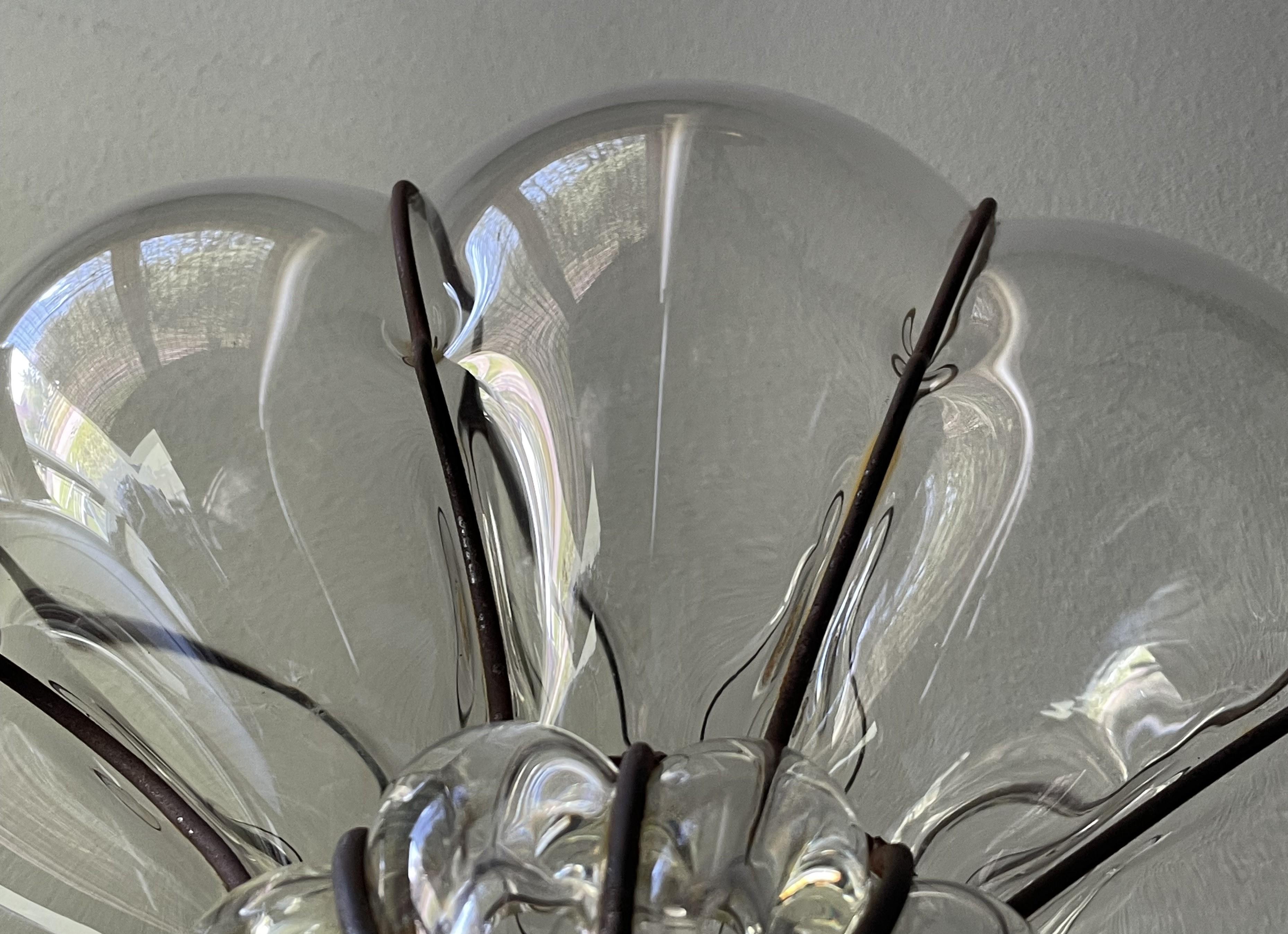 Large and Striking, Pumpkin Shape Mouth Blown Midcentury Venetian Pendant Light 4