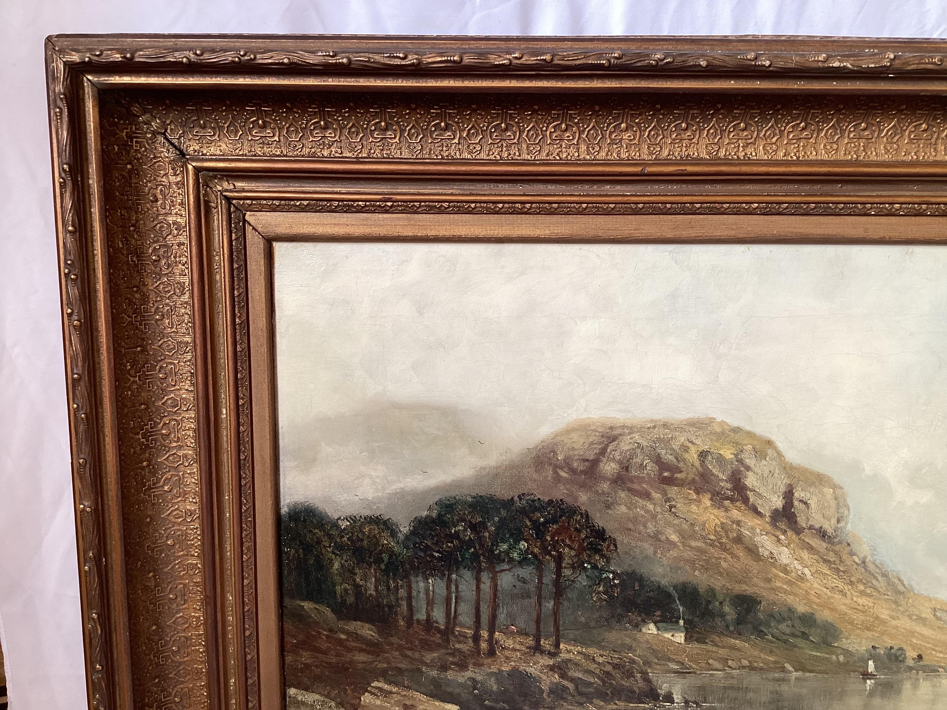 Large and Stunning Oil on Canvas Landscape in Original Giltwood Frame In Good Condition In Lambertville, NJ
