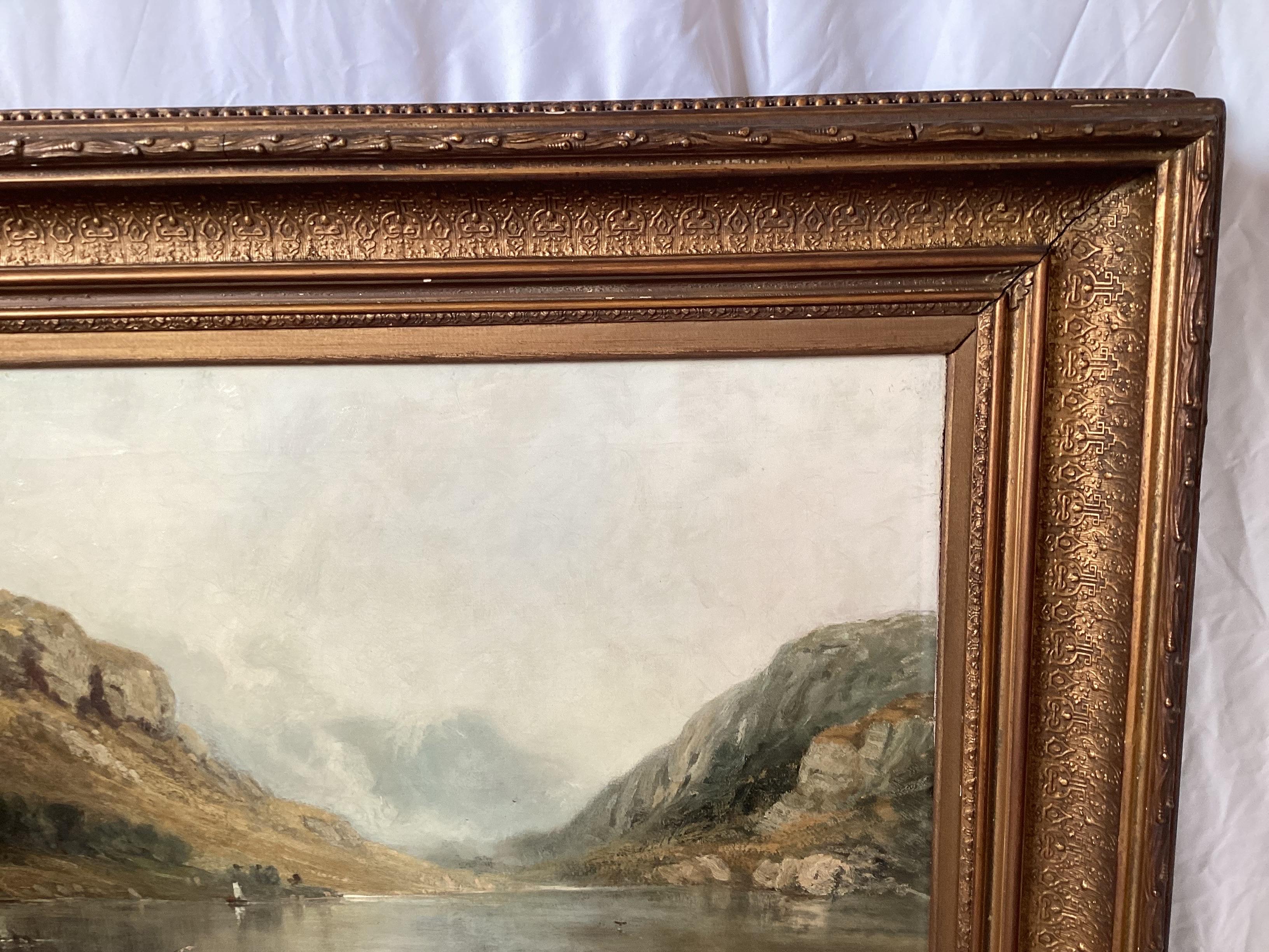 19th Century Large and Stunning Oil on Canvas Landscape in Original Giltwood Frame