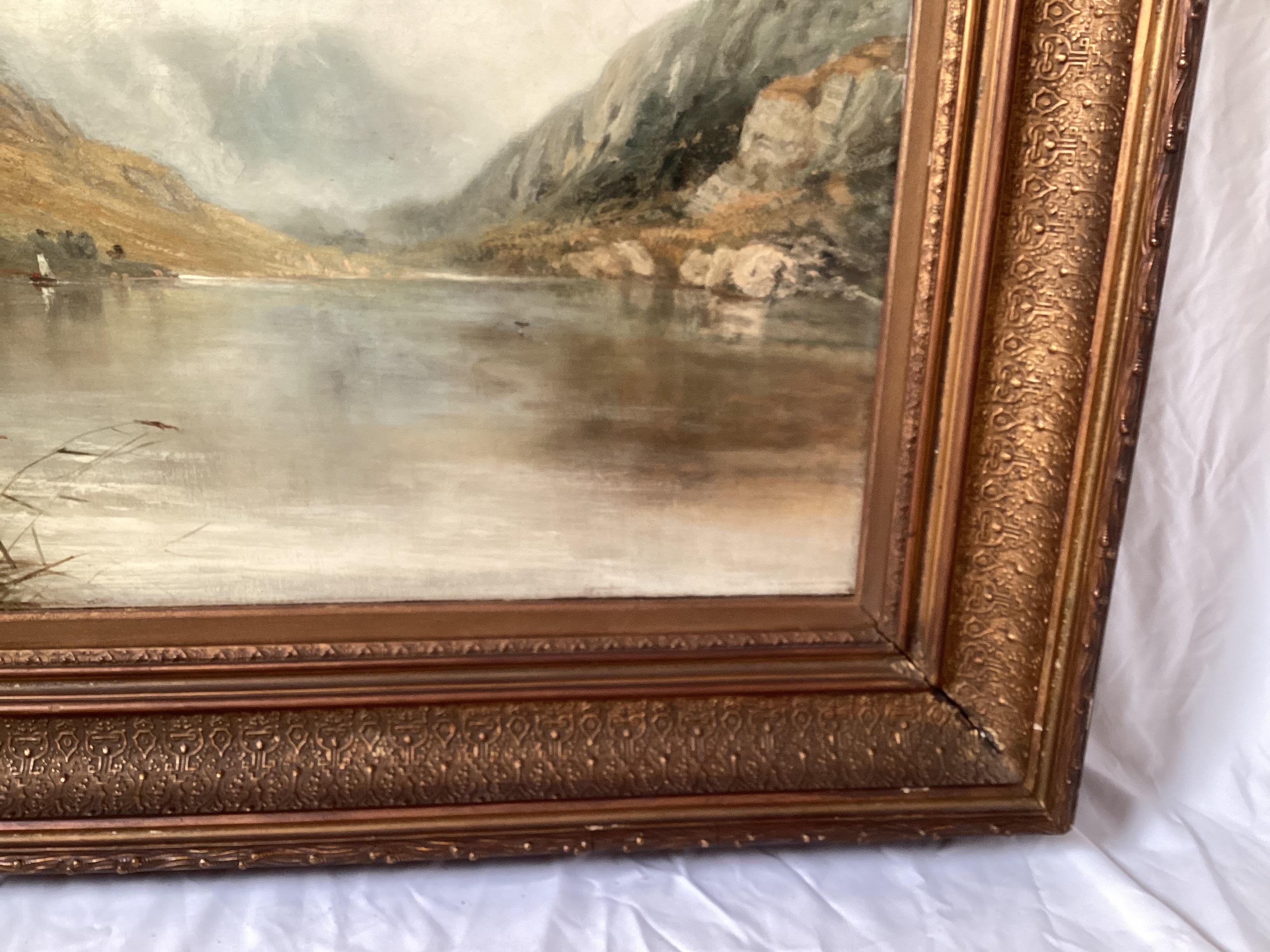 Large and Stunning Oil on Canvas Landscape in Original Giltwood Frame 1
