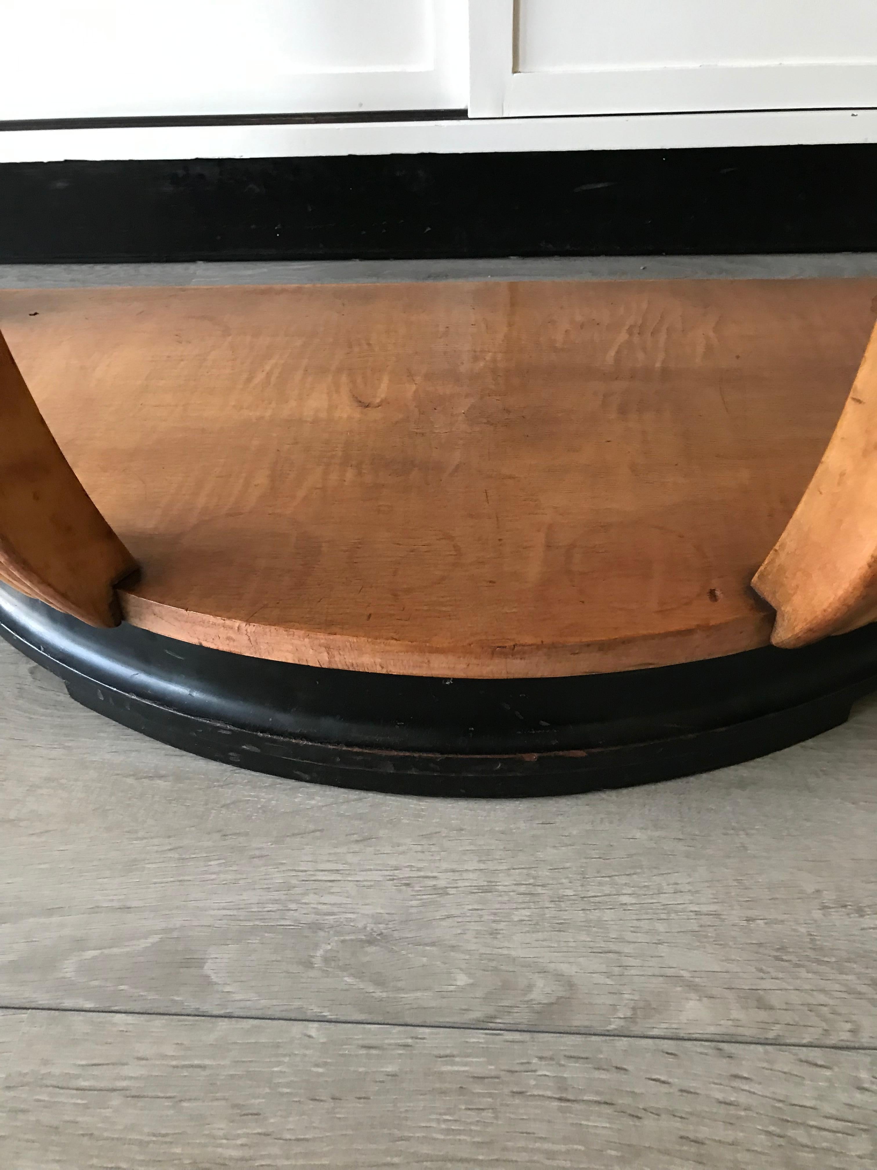 Large & Stylish Semi Circular Art Deco Console / Side Table of Stained Beechwood For Sale 1