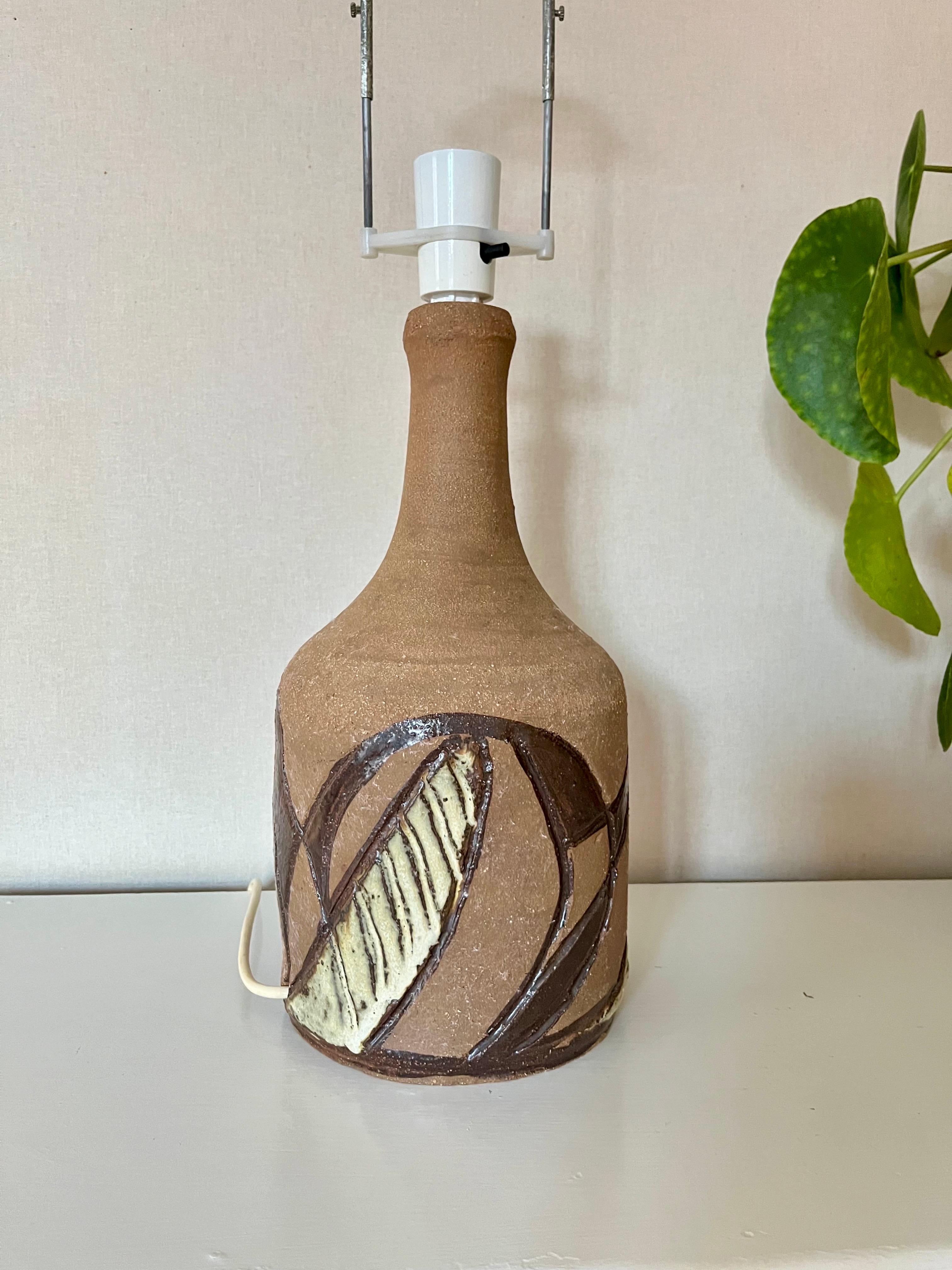 Scandinavian Modern Large and Tall Danish Brutalist Ceramic Table Lamp 1970s For Sale