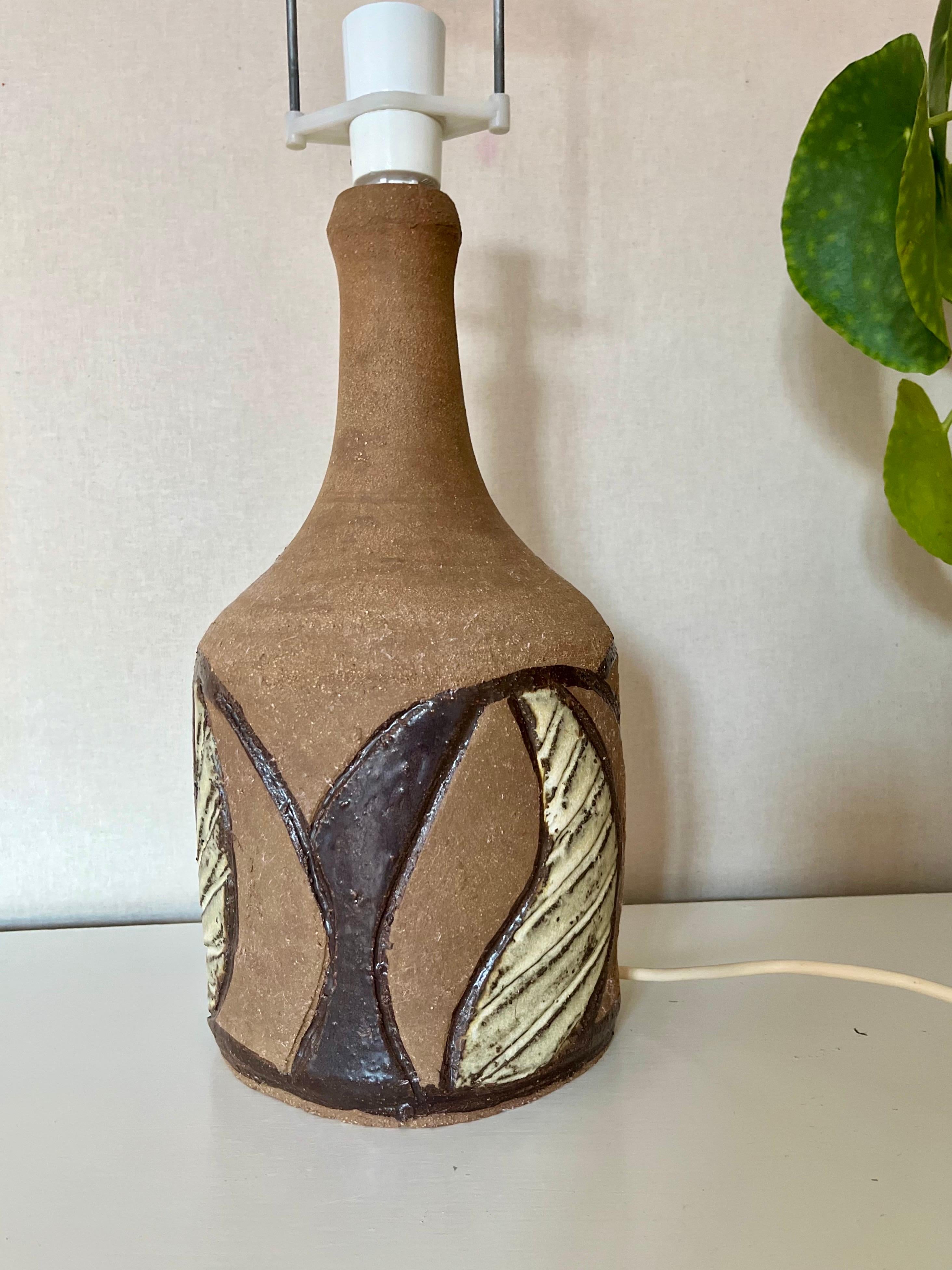 Large and Tall Danish Brutalist Ceramic Table Lamp 1970s In Good Condition For Sale In Frederiksberg C, DK