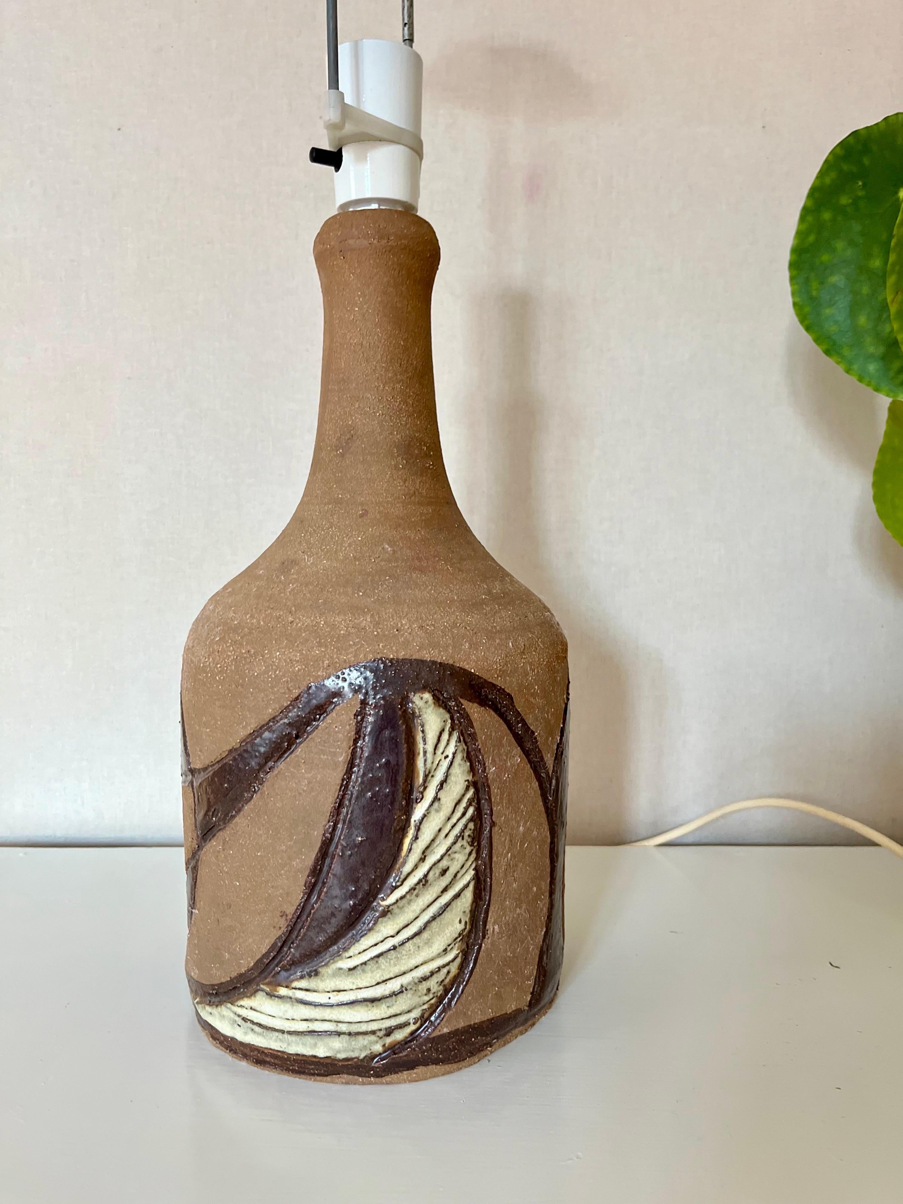 20th Century Large and Tall Danish Brutalist Ceramic Table Lamp 1970s For Sale