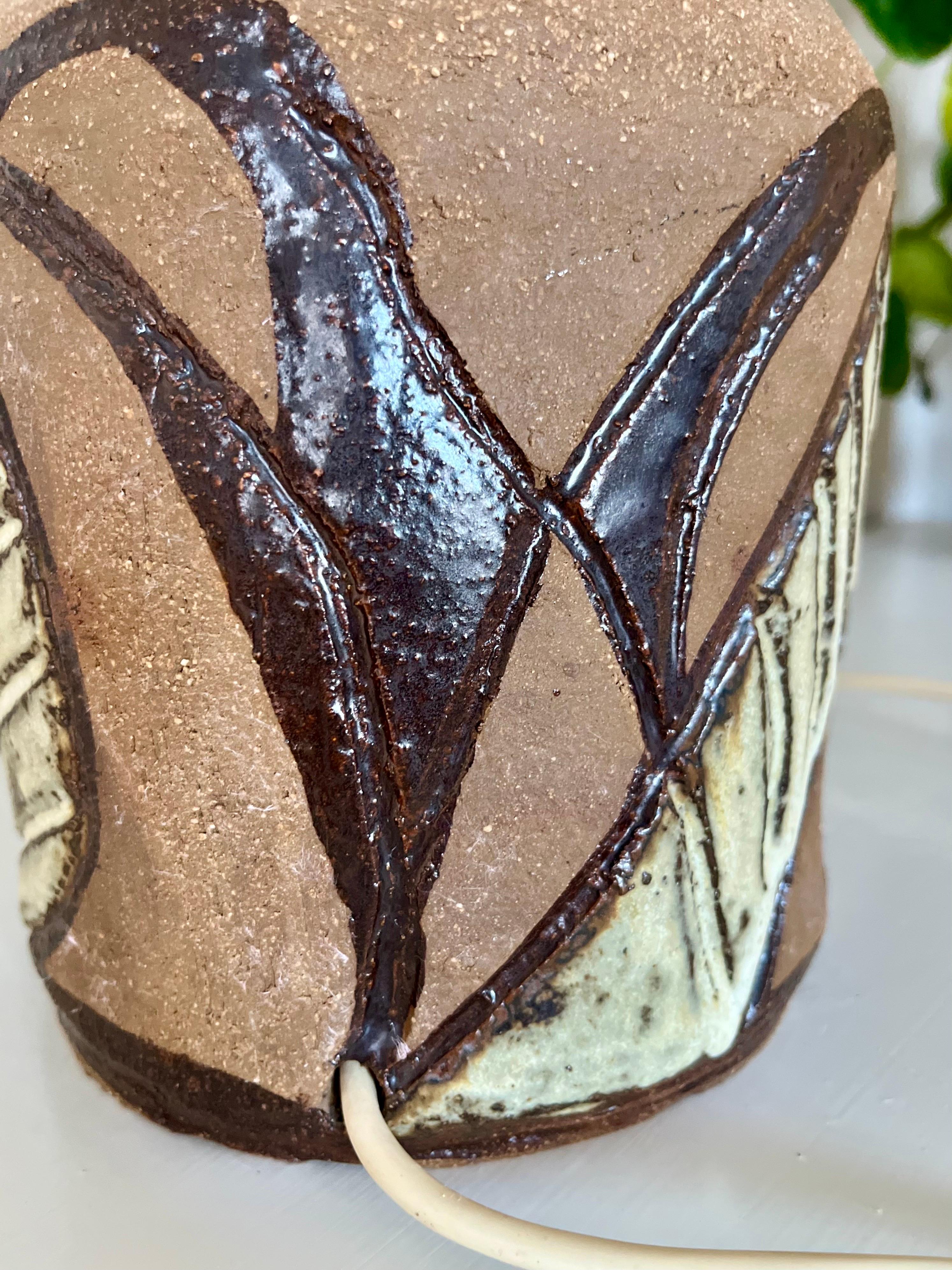 Large and Tall Danish Brutalist Ceramic Table Lamp 1970s For Sale 1