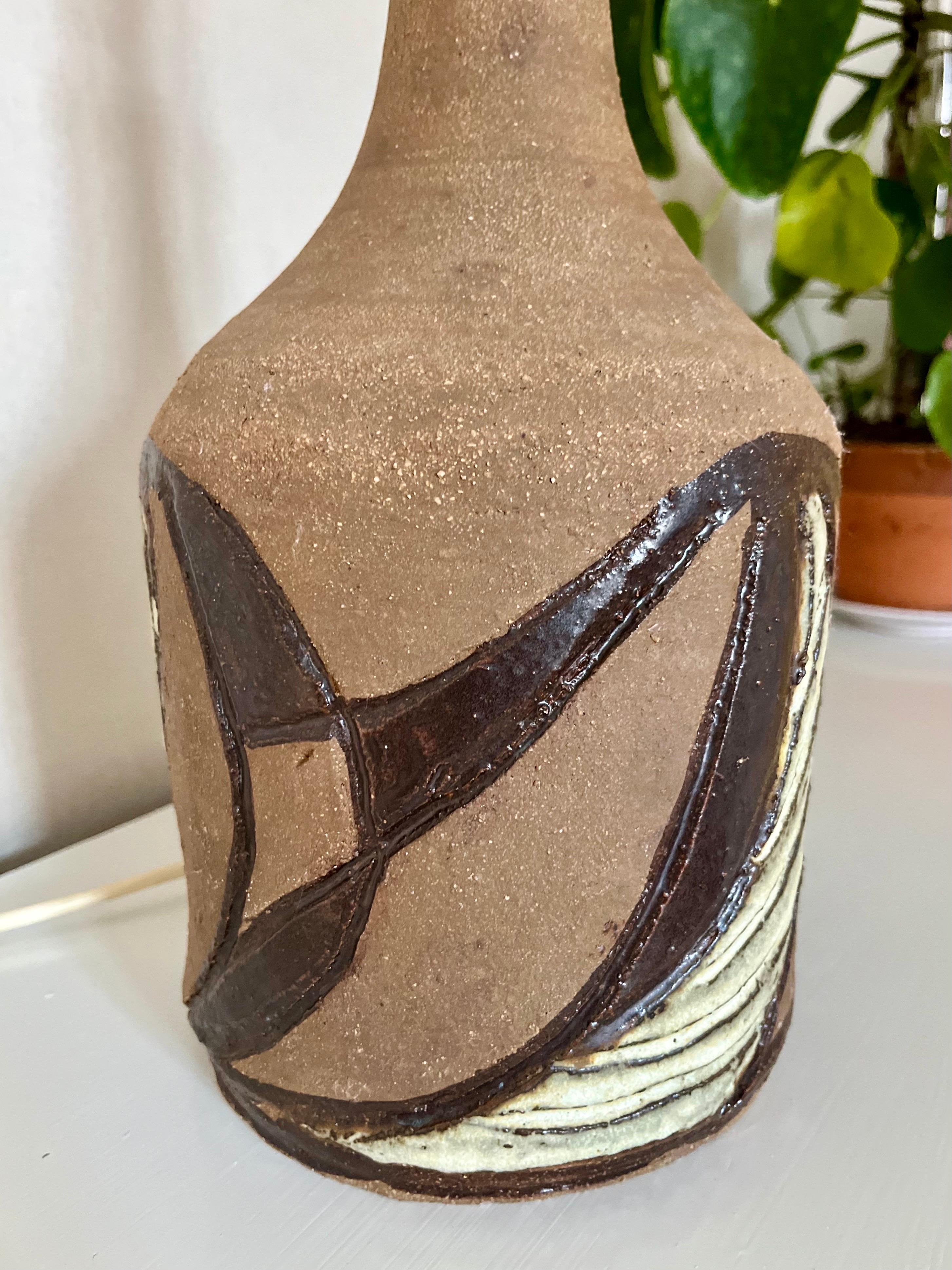 Large and Tall Danish Brutalist Ceramic Table Lamp 1970s For Sale 2