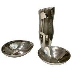 Large and Tall Decorative Ceramic Vase Silver, Made in Italy, 2000s