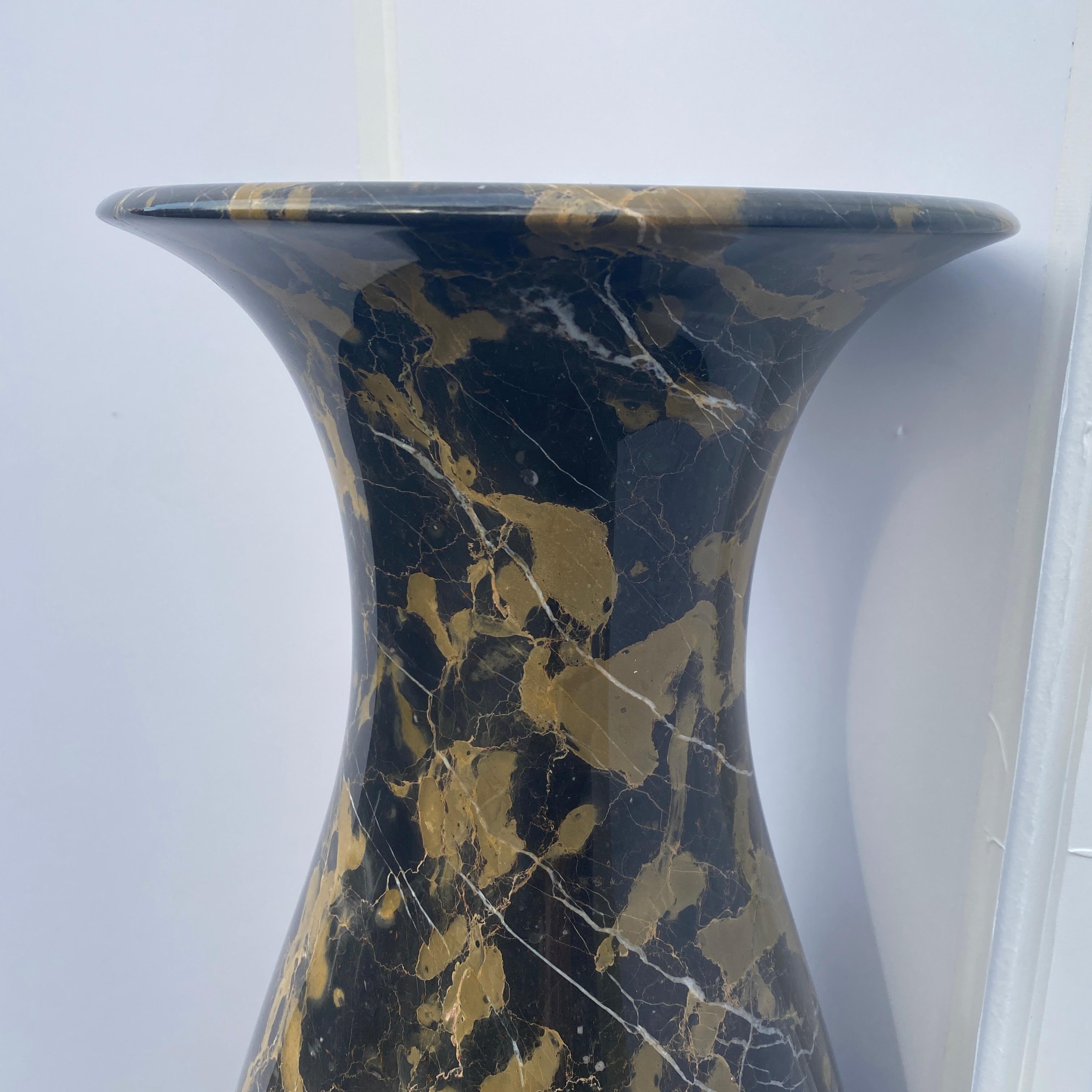 Large and Tall Emperador Marble Urn, Vessel or Floor Vase For Sale 5