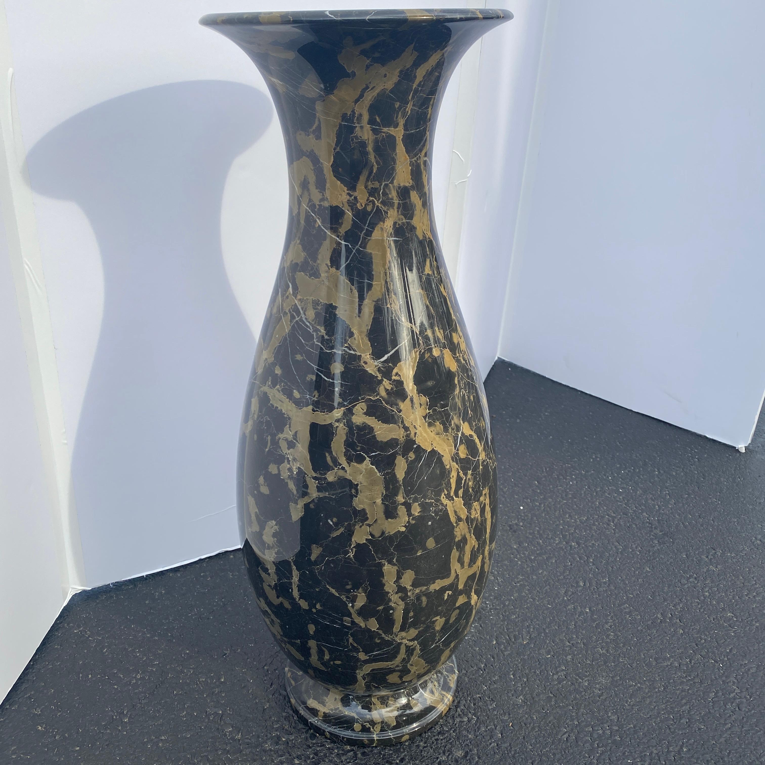 Large and Tall Emperador Marble Urn, Vessel or Floor Vase For Sale 6