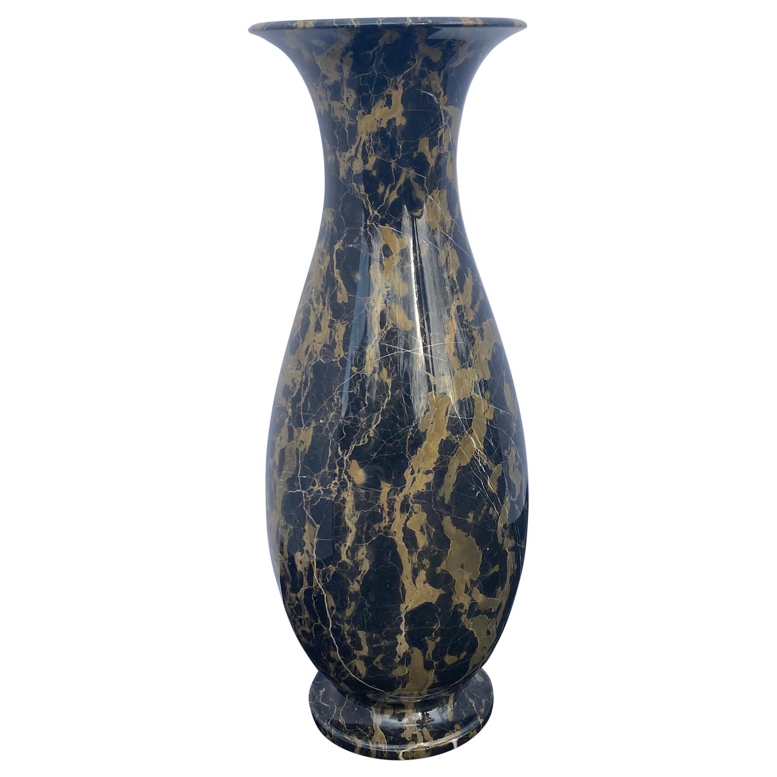black and gold floor vase