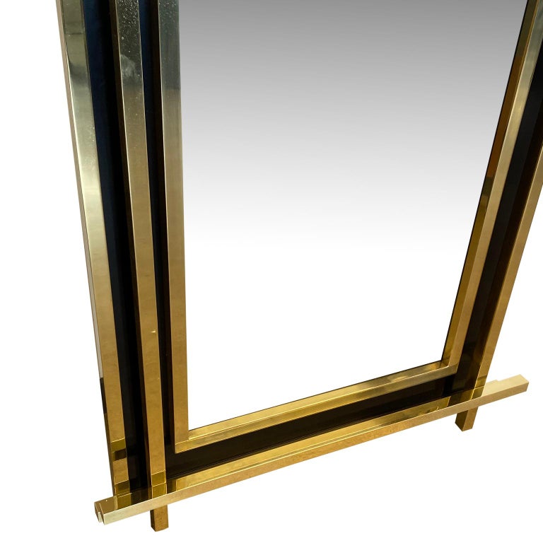 Large And Tall Italian Made Mid-Century Brass Floor Mirror For Sale at ...