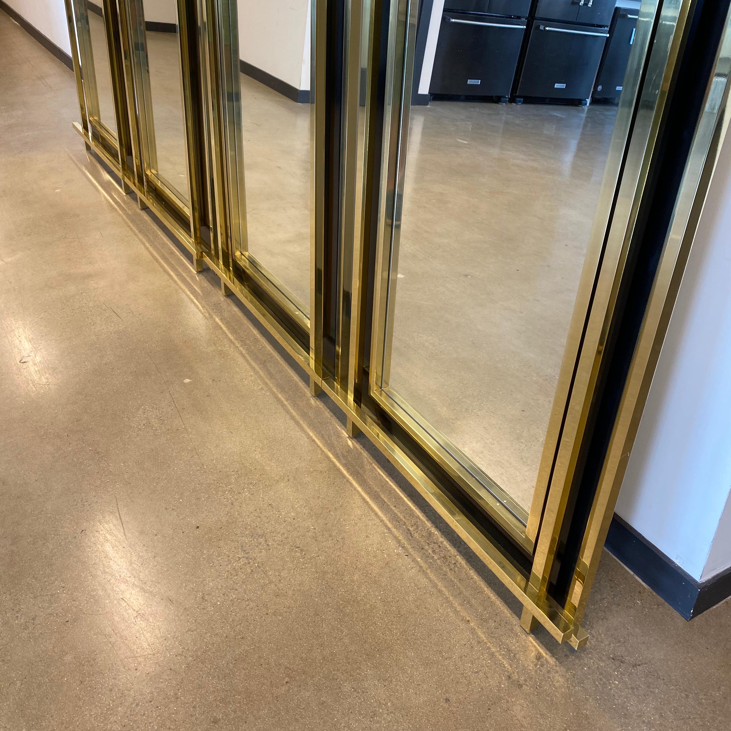 Large And Tall Italian Made Mid-Century Brass Floor Mirror 9