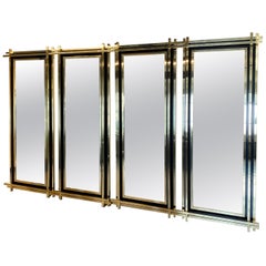 Large And Tall Italian Made Mid-Century Brass Floor Mirror