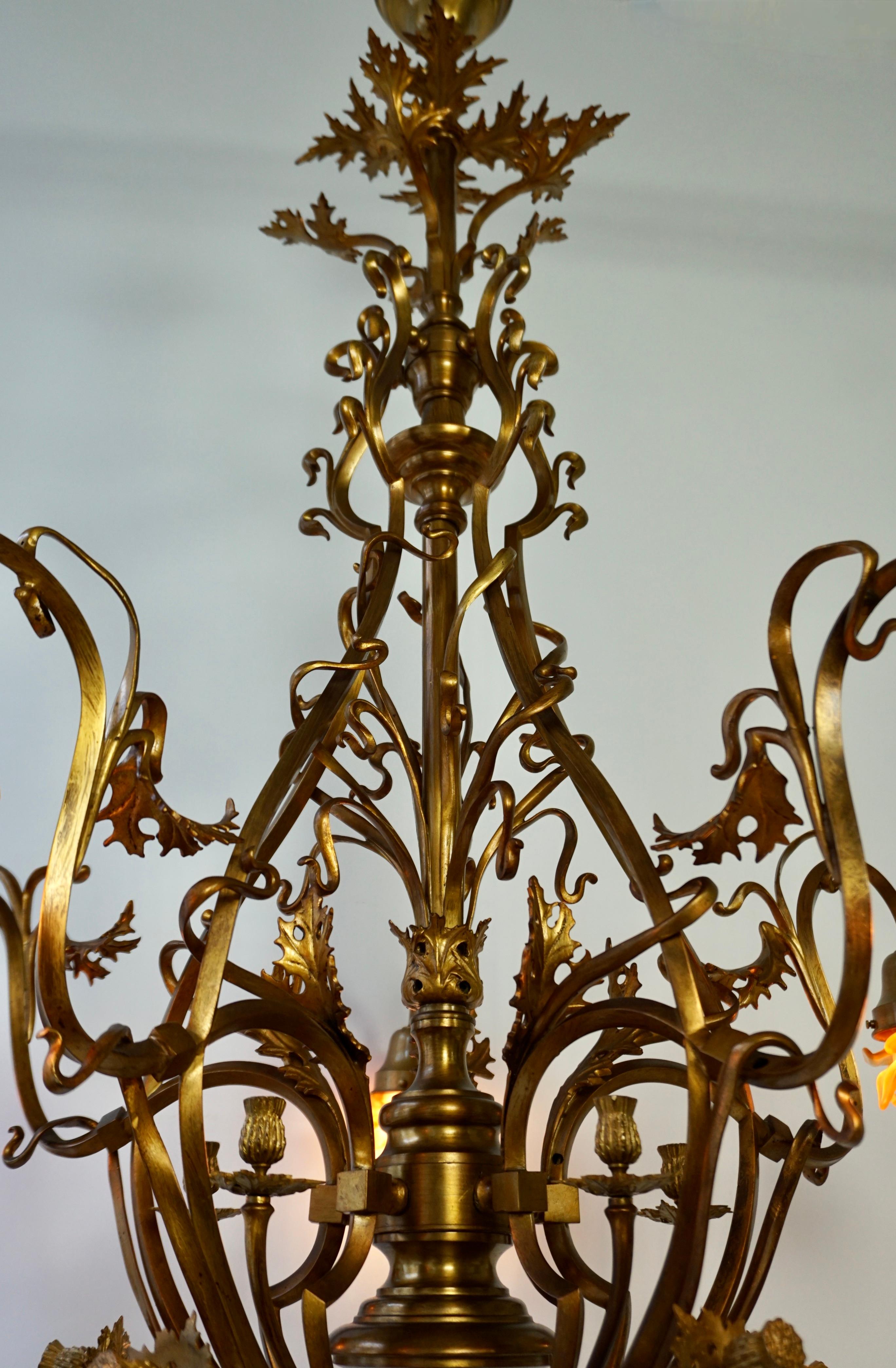 Large and Top Quality, Elegant & Exquisite 5 Light Art Nouveau Chandelier For Sale 4