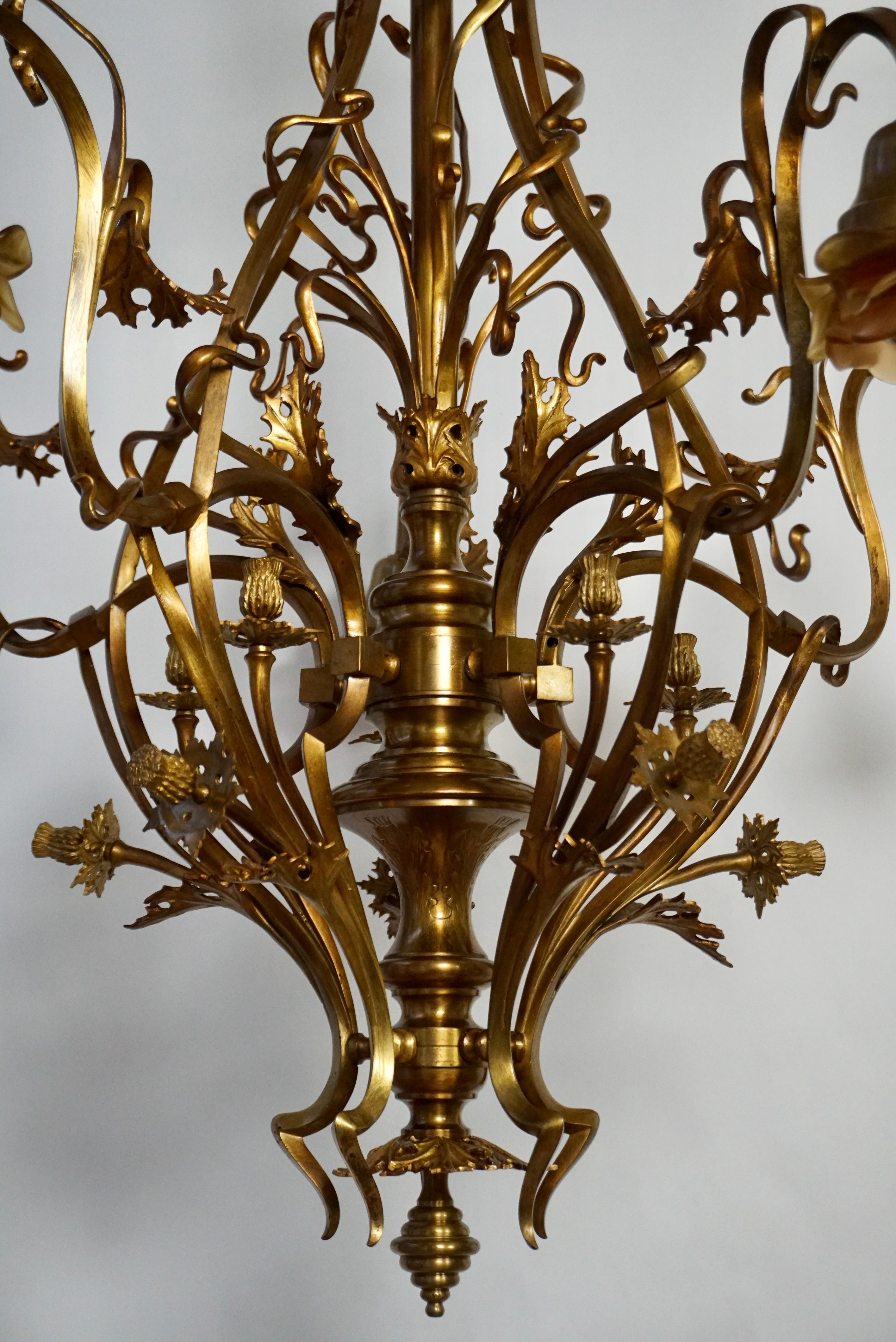 Großer und hochwertiger Art nouveau-Kronleuchter mit 5 Leuchten in bester Qualität, Elegant und Exquisite im Angebot 5