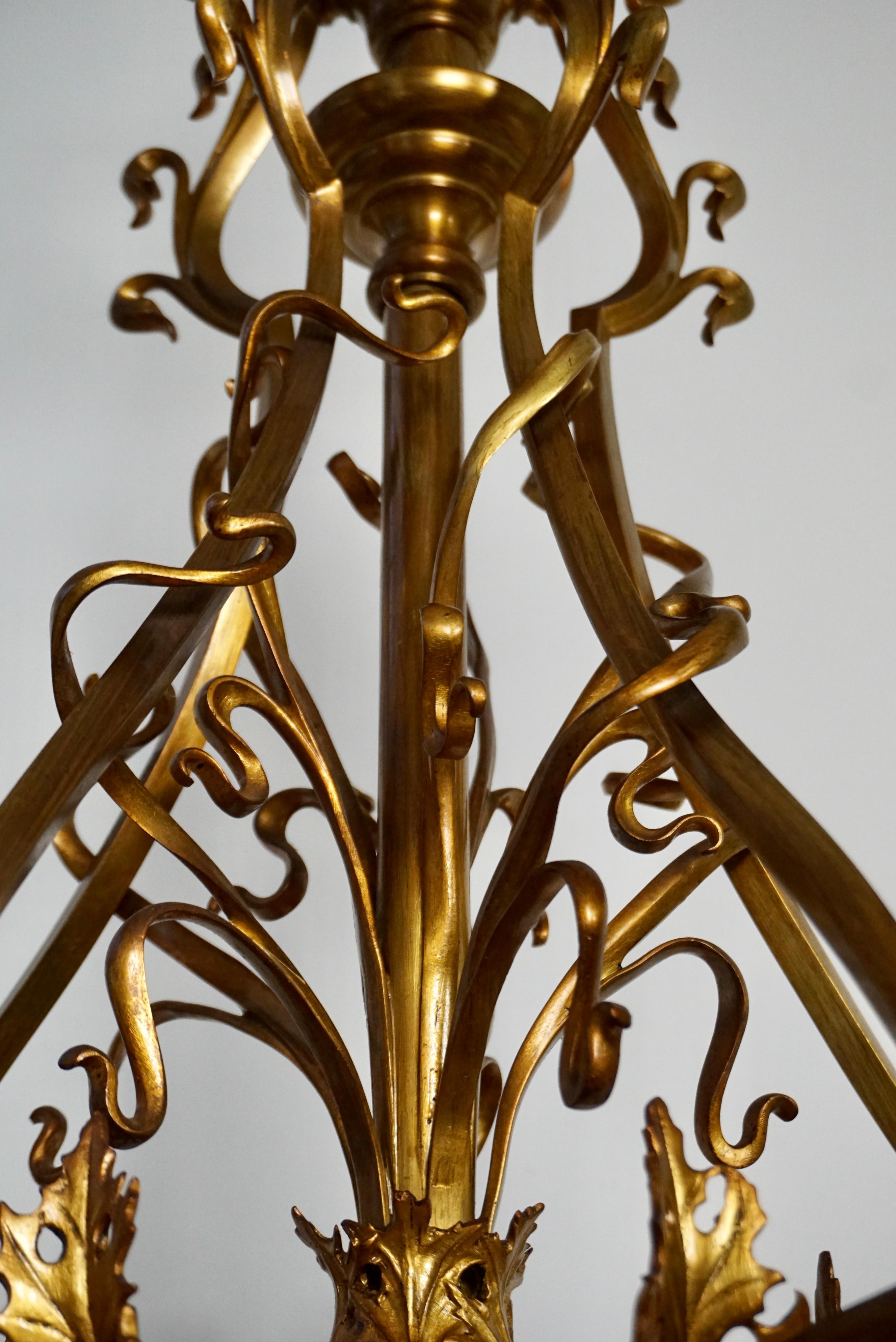 Grand et de grande qualité, élégant et exquis lustre Art Nouveau à 5 lumières en vente 8