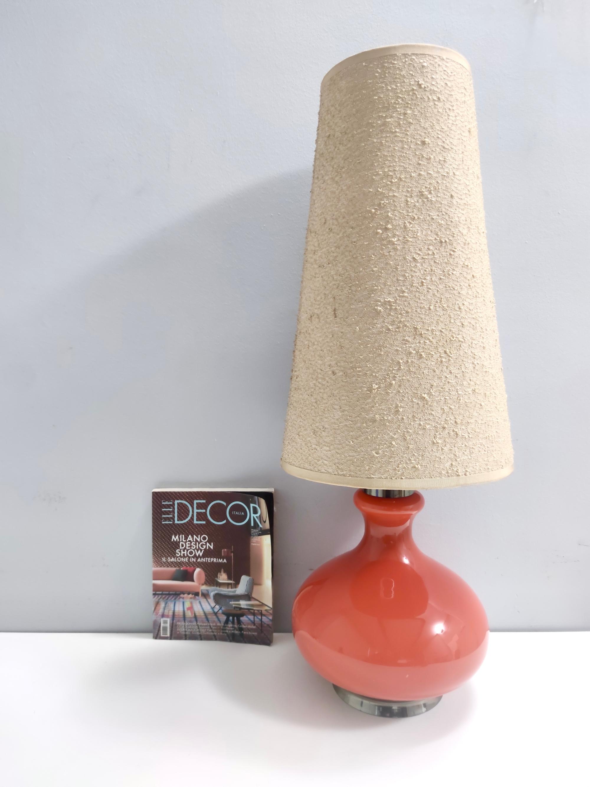 Italian Large and Uncommon Postmodern Orange Table Lamp by Carlo Nason, Murano, Italy For Sale