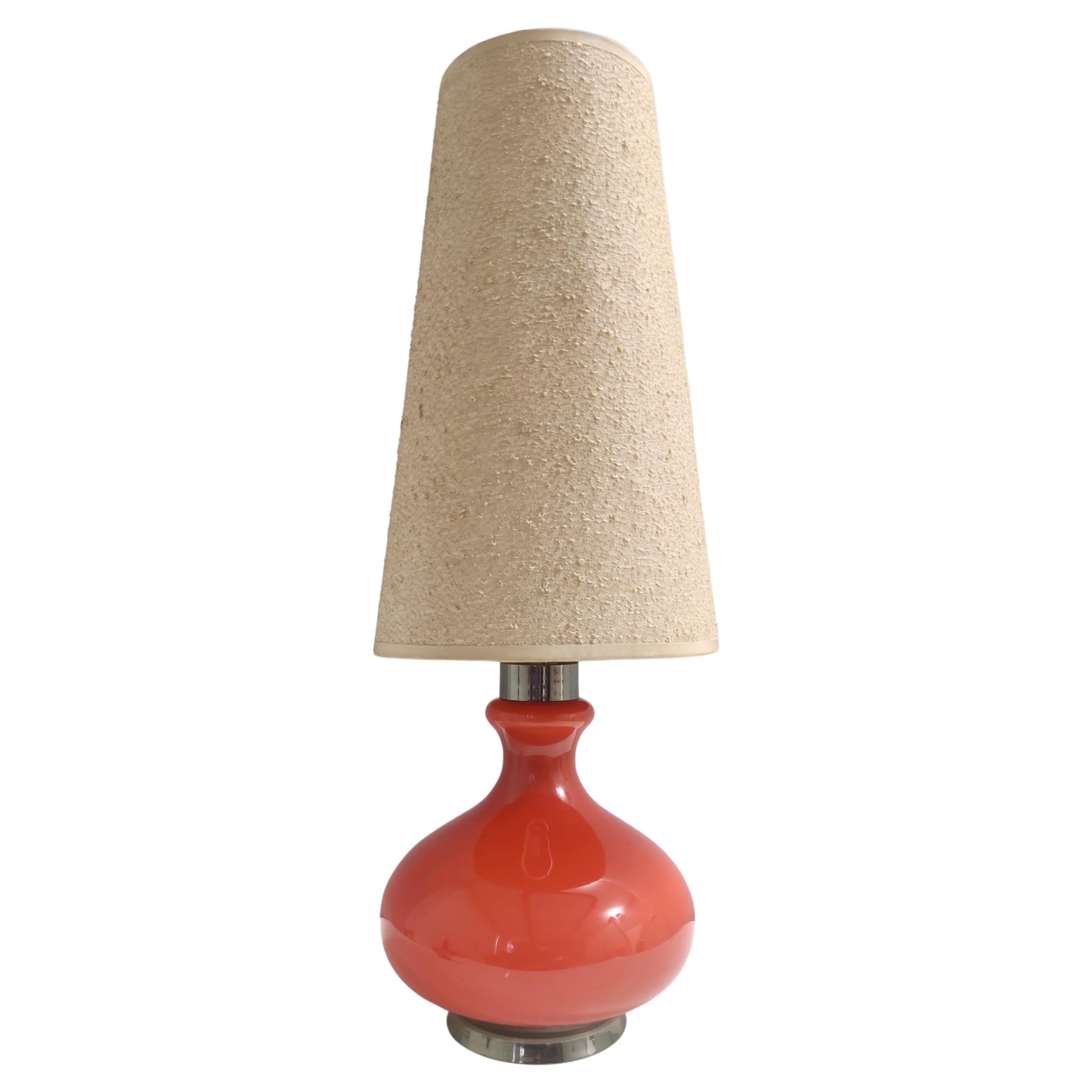 Large and Uncommon Postmodern Orange Table Lamp by Carlo Nason, Murano, Italy For Sale