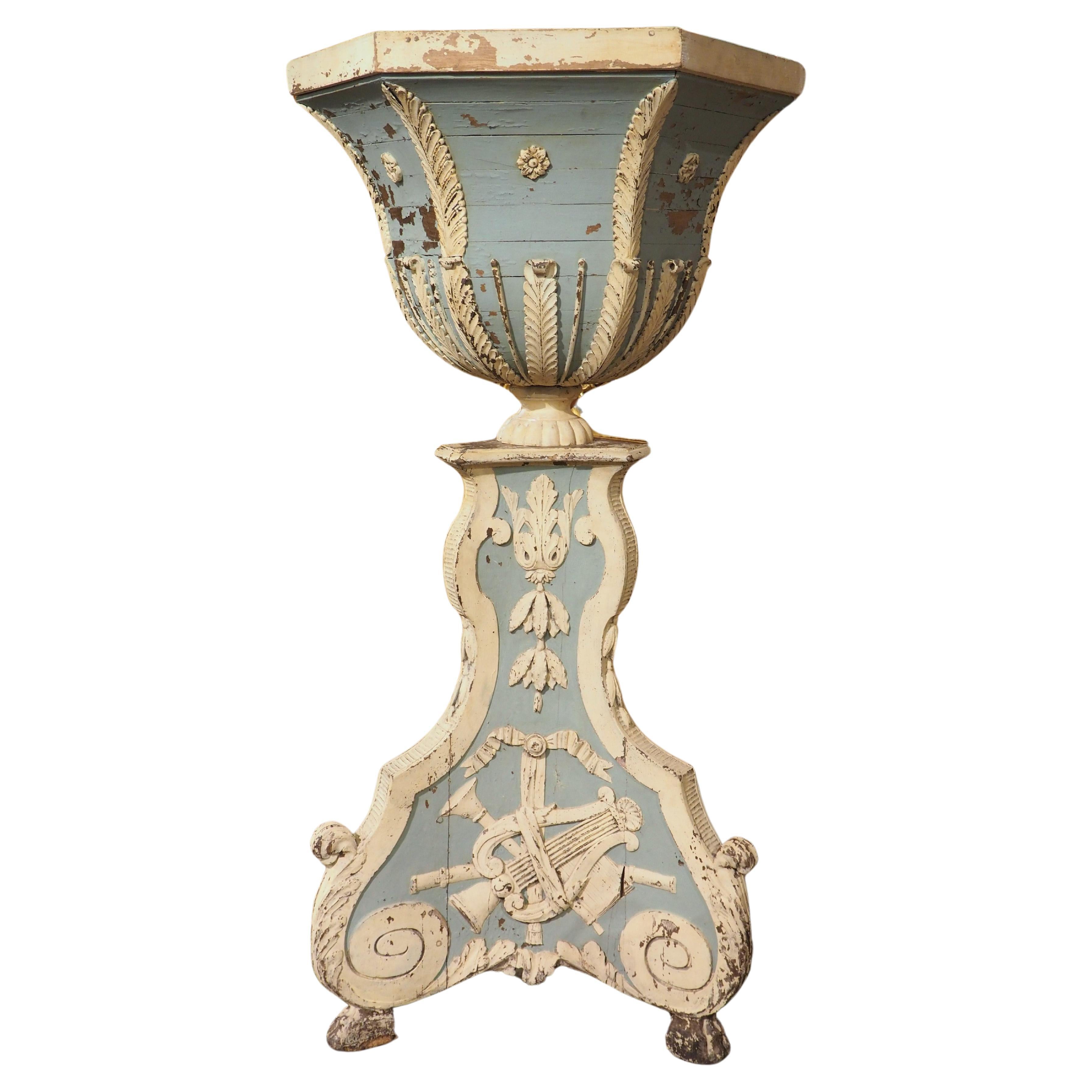 Large and Unique 18th Century Painted Wooden Jardinière from Bruges For Sale