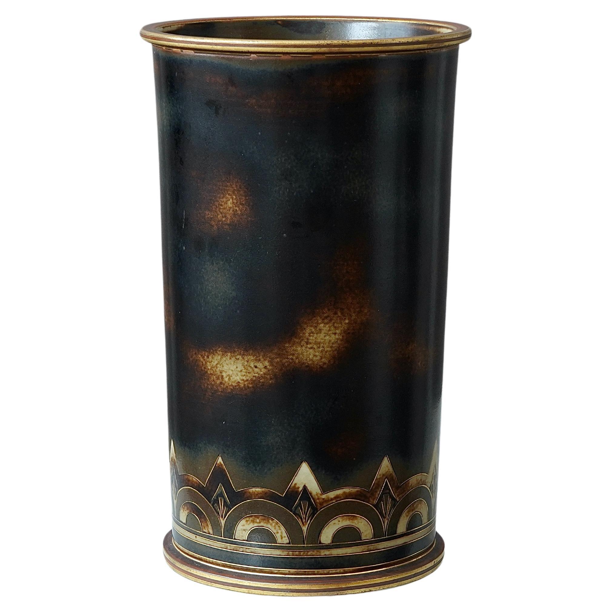 Large and Unique Art Deco Vase by Gunnar Nylund for ALP, Sweden, 1930s