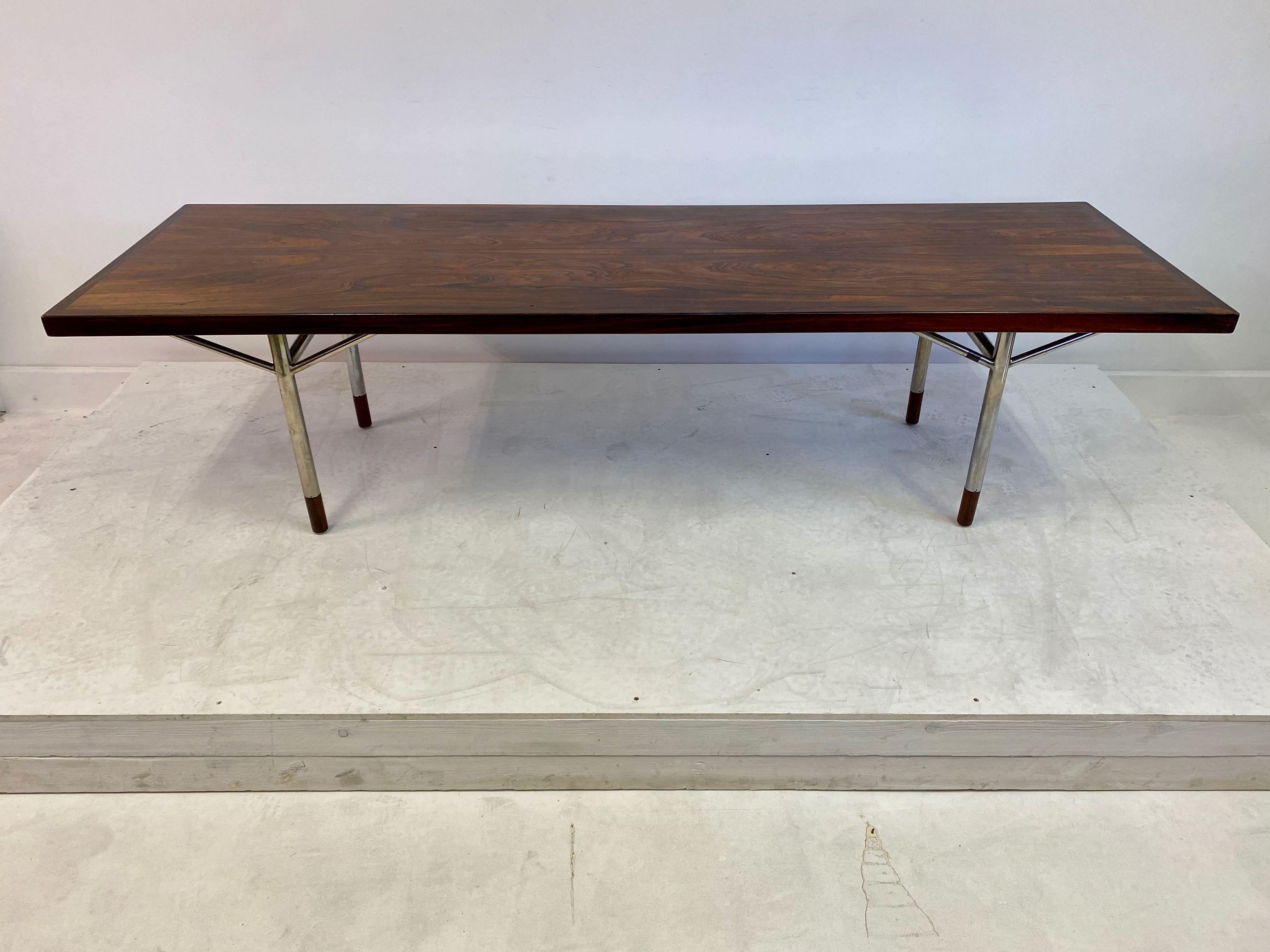 Mid-Century Modern Large and Unique Danish Rosewood Coffee Table Attributed to Arne Vodder