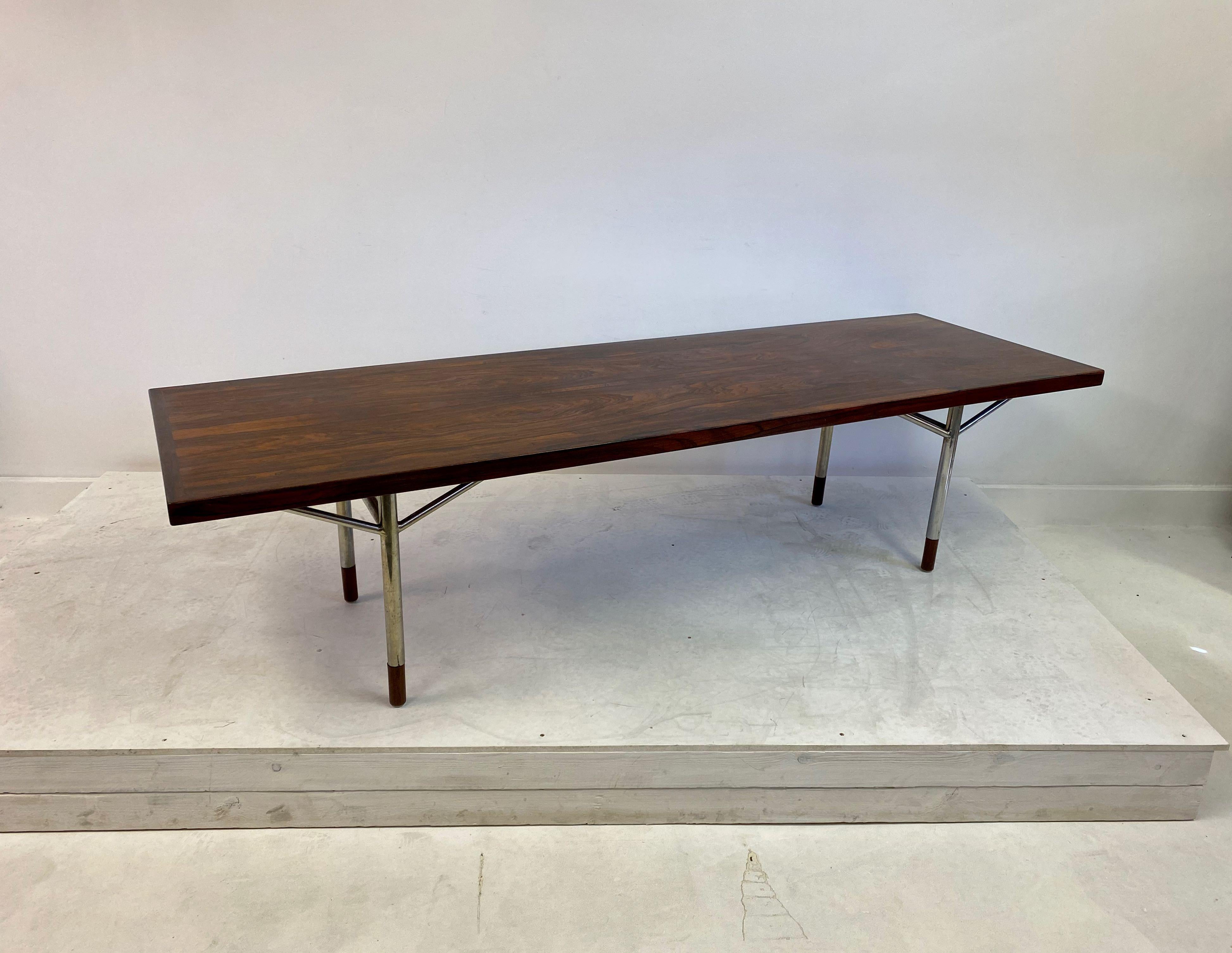 Large and Unique Danish Rosewood Coffee Table Attributed to Arne Vodder 1