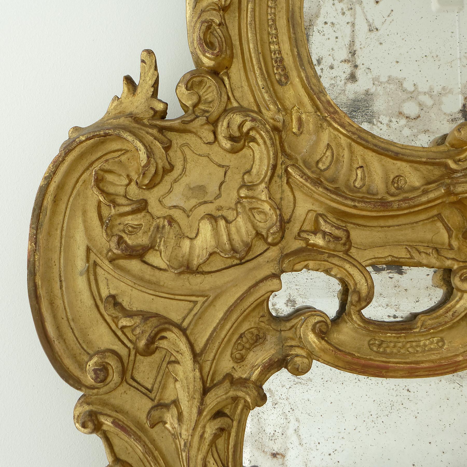 Carved Large and Unusal 18th Century Italian Baroque Pier Mirror