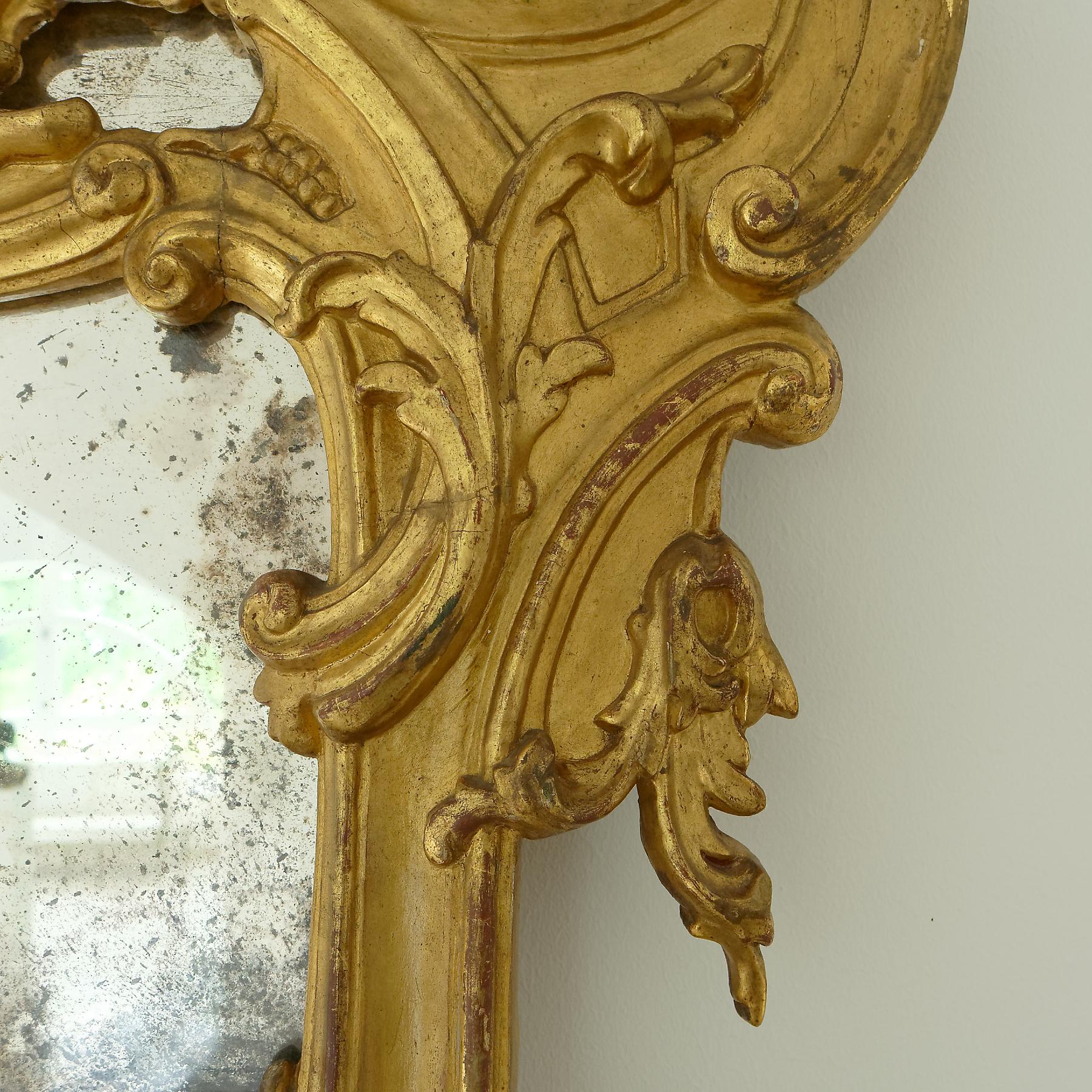 Large and Unusal 18th Century Italian Baroque Pier Mirror In Good Condition In Worpswede / Bremen, DE