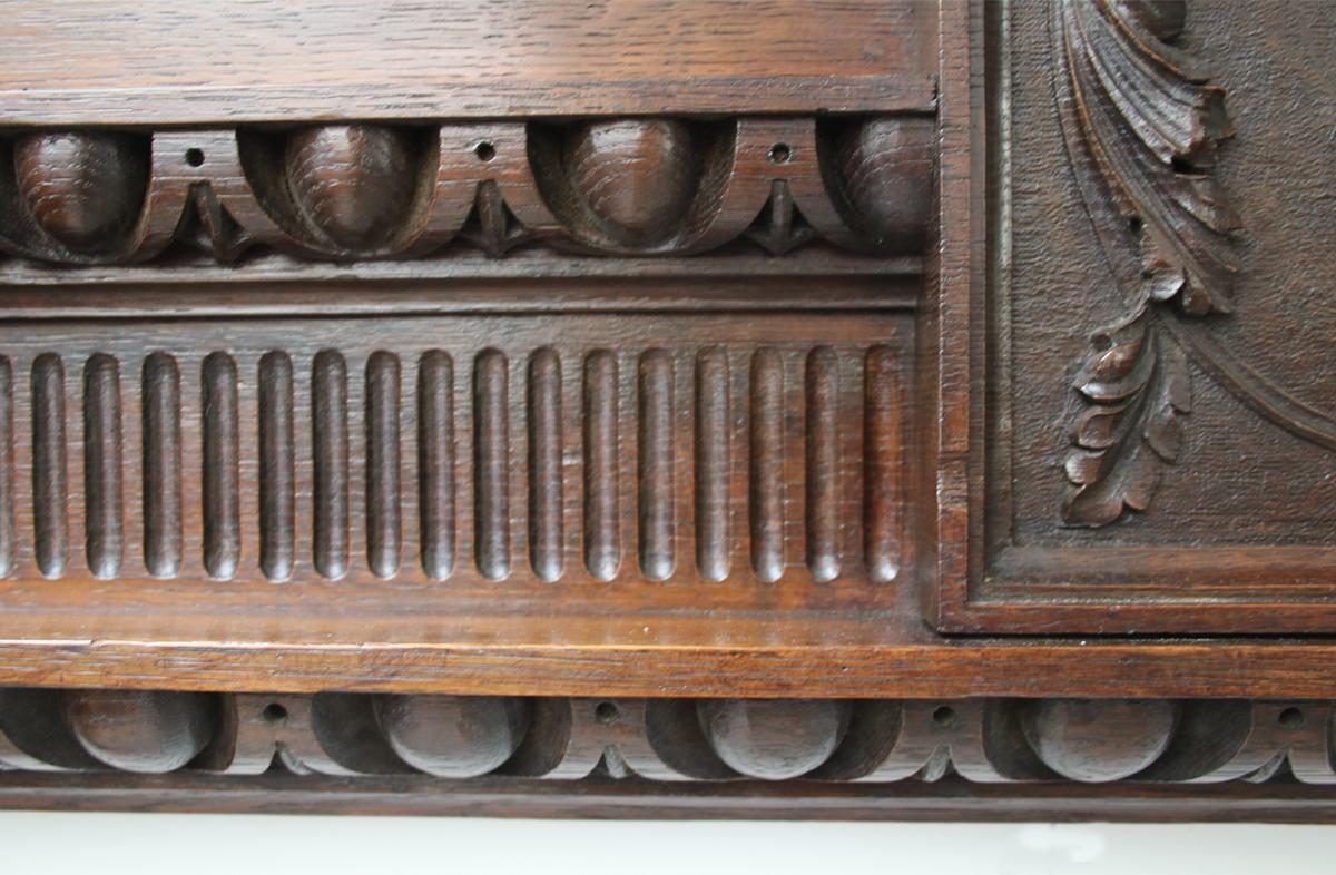 Large and Unusual Antique Late Victorian Carved Oak Fireplace Surround For Sale 2