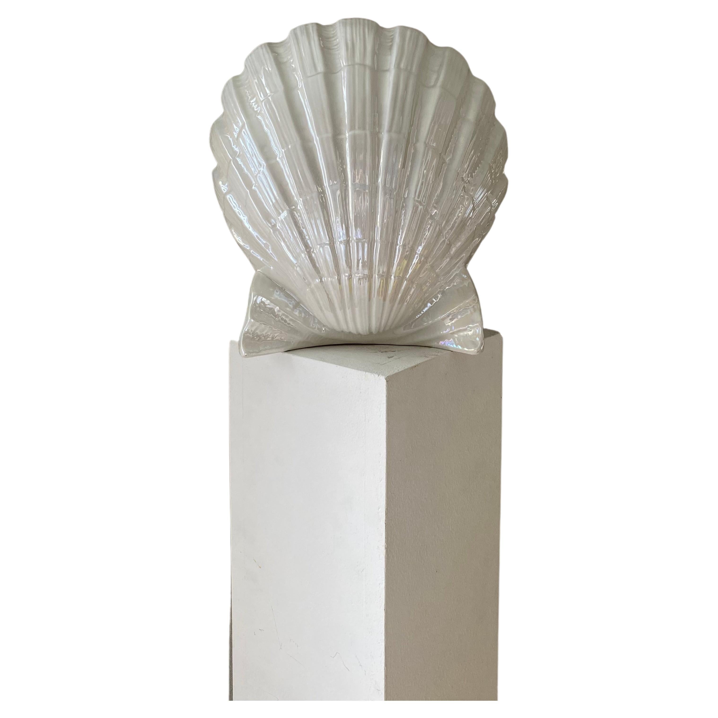 Large and unusual ceramic table lamp in the shape of a seashell For Sale