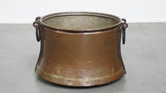 Large and Very Charming Antique Copper Kettle / Firewood Holder