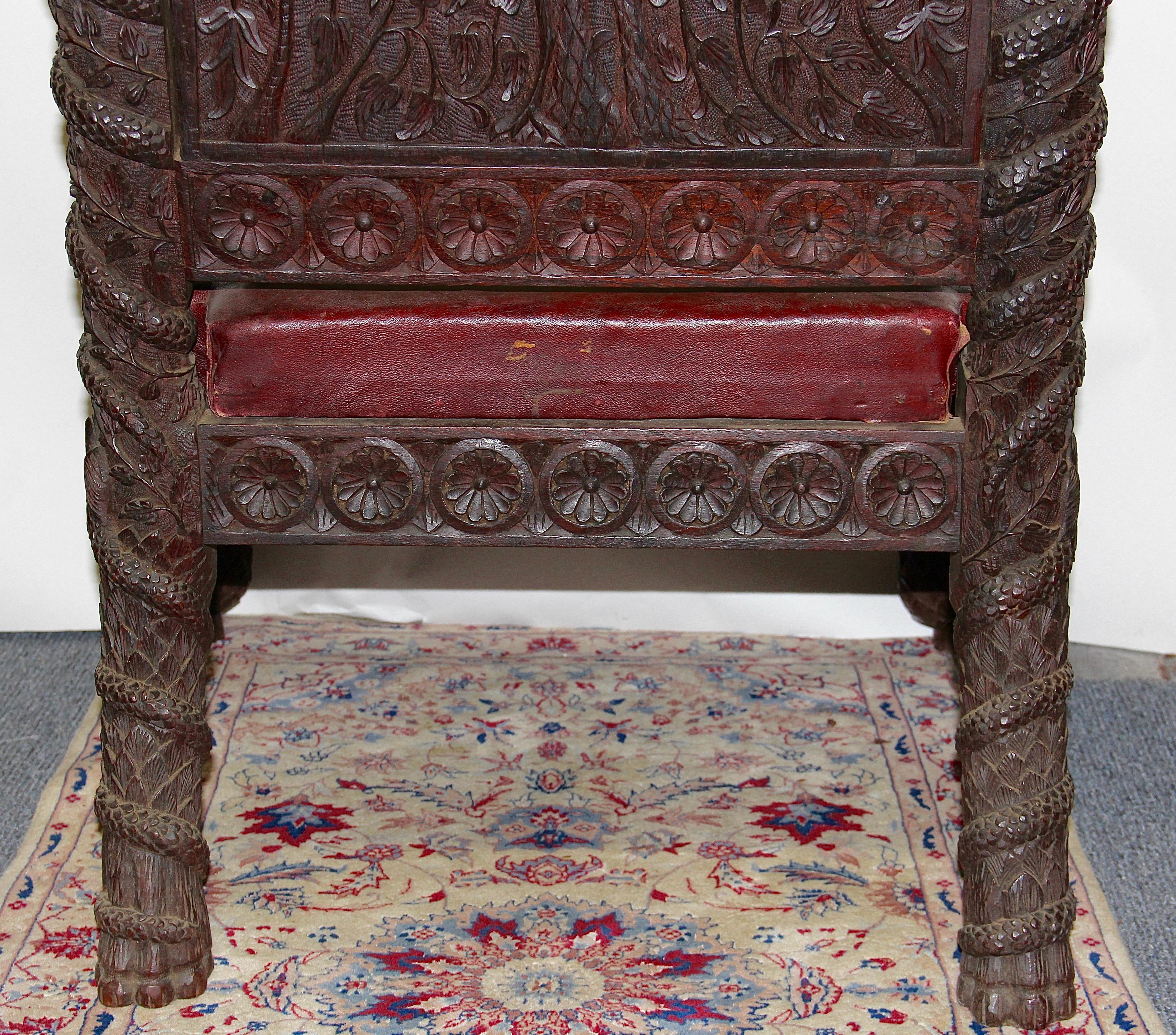 Large and Very Decorative Antique Throne Armchair, 19th Century Solid Wood For Sale 9