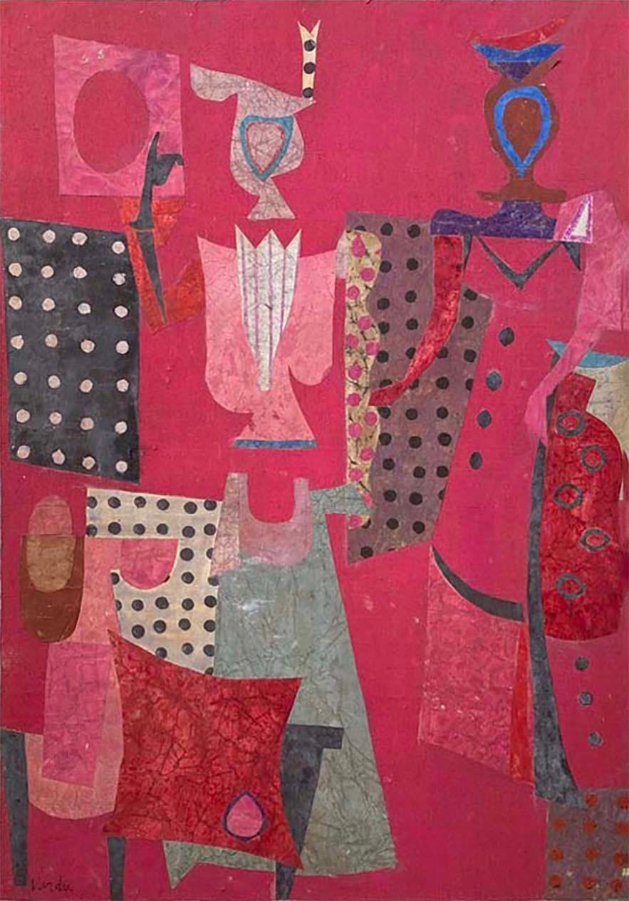 XX secolo Grande e vibrante collage su tavola di Jean Varda in vendita