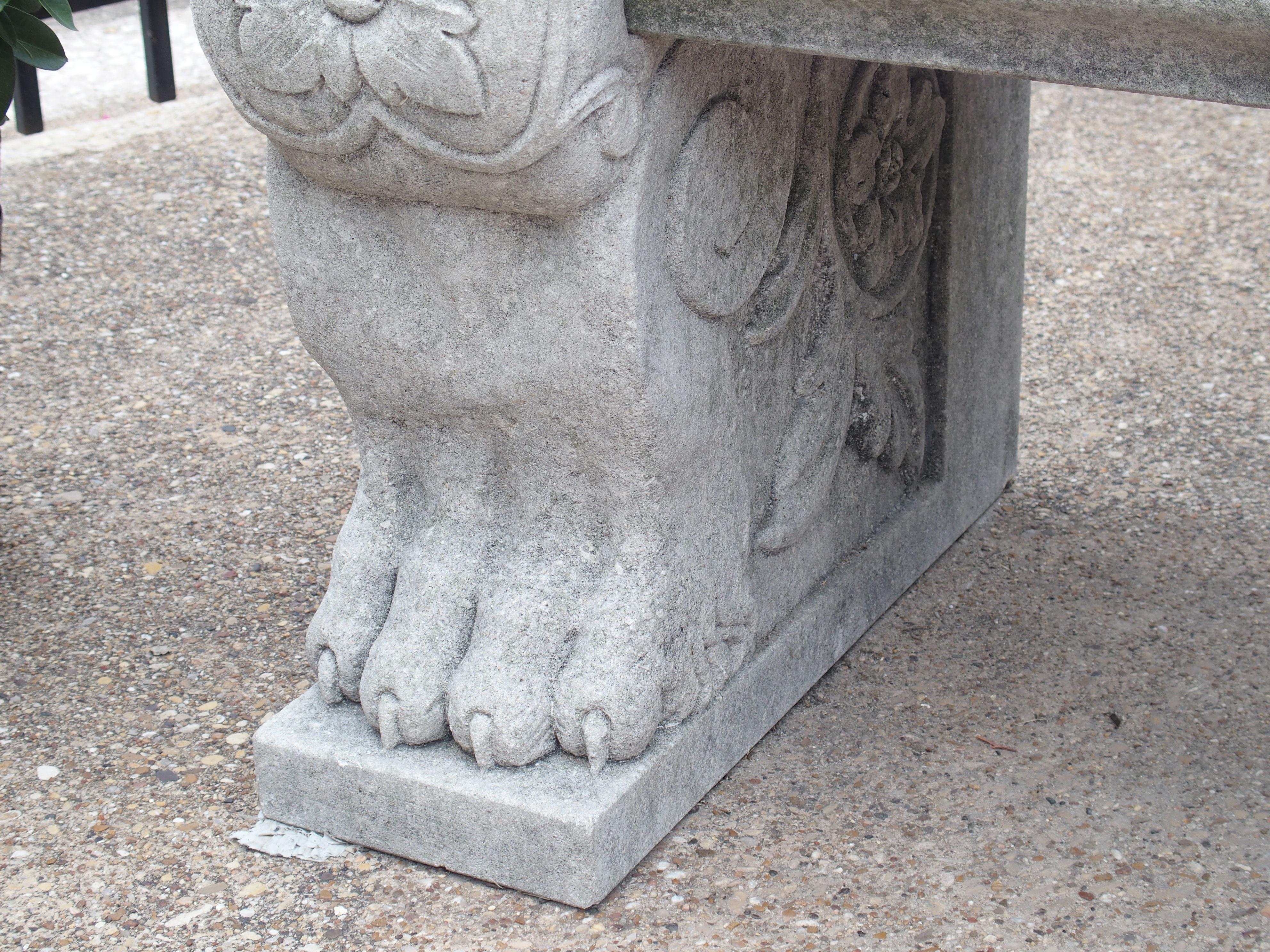 Two Large and Well-Carved Italian Limestone Garden Benches 5