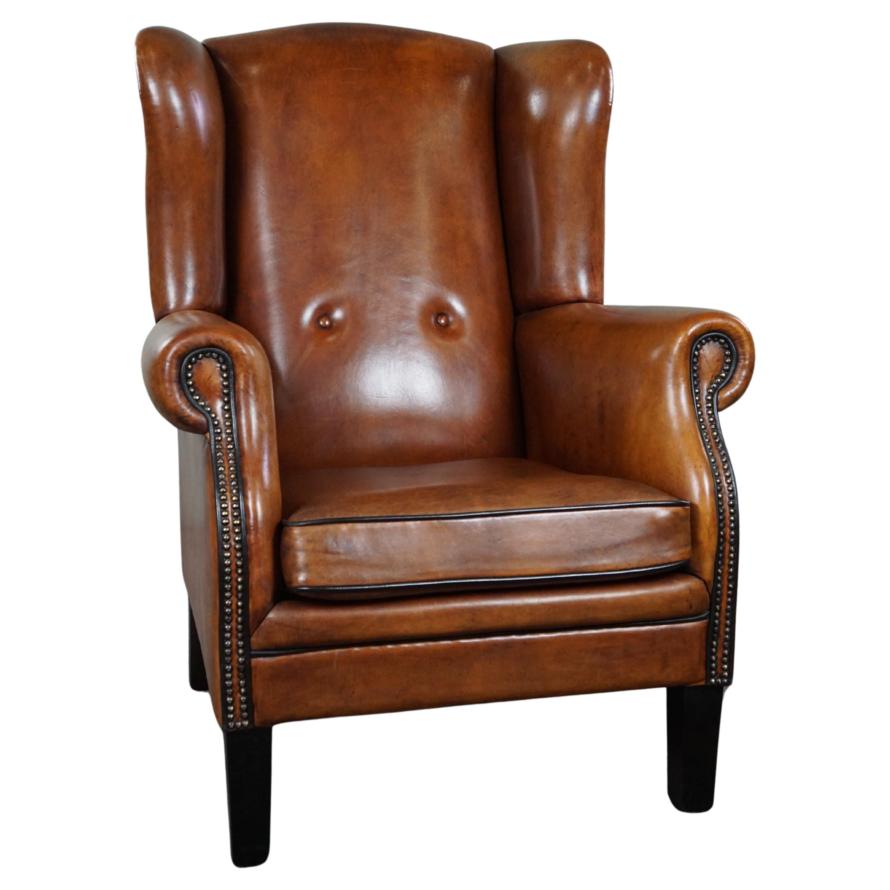 Large leather wingback chair best sale