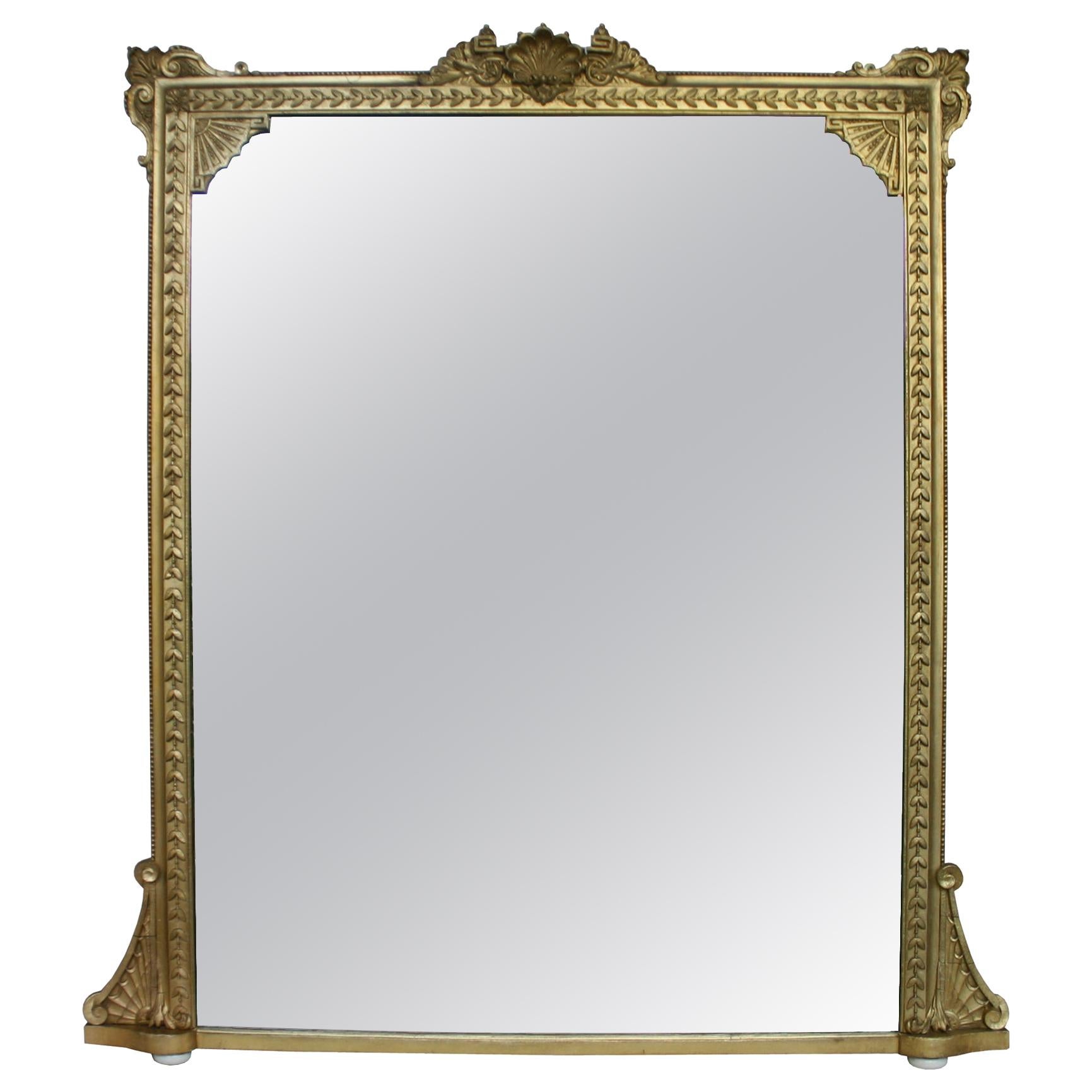 Large and Well Proportioned Victorian 19th Century Giltwood Overmantle Mirror