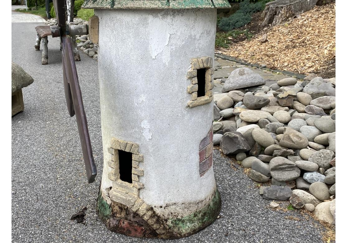 Large and Whimsical Cast Stone Windmill Garden Sculpture In Good Condition For Sale In Bridgeport, CT
