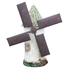Large and Whimsical Cast Stone Windmill Garden Sculpture